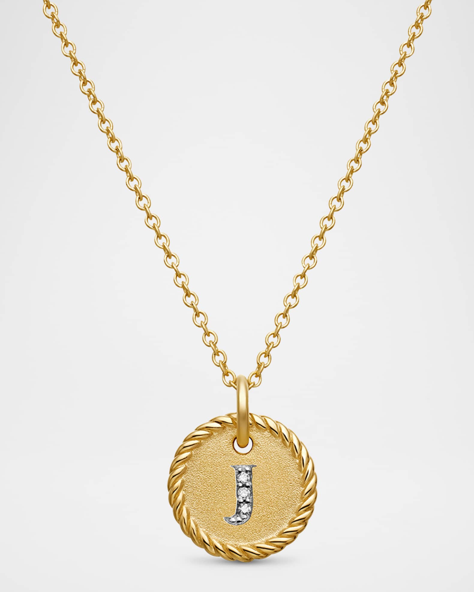 Cable Collectibles Initial Pendant Necklace with Diamonds in 18K Gold, 10mm, 16-18"L 0