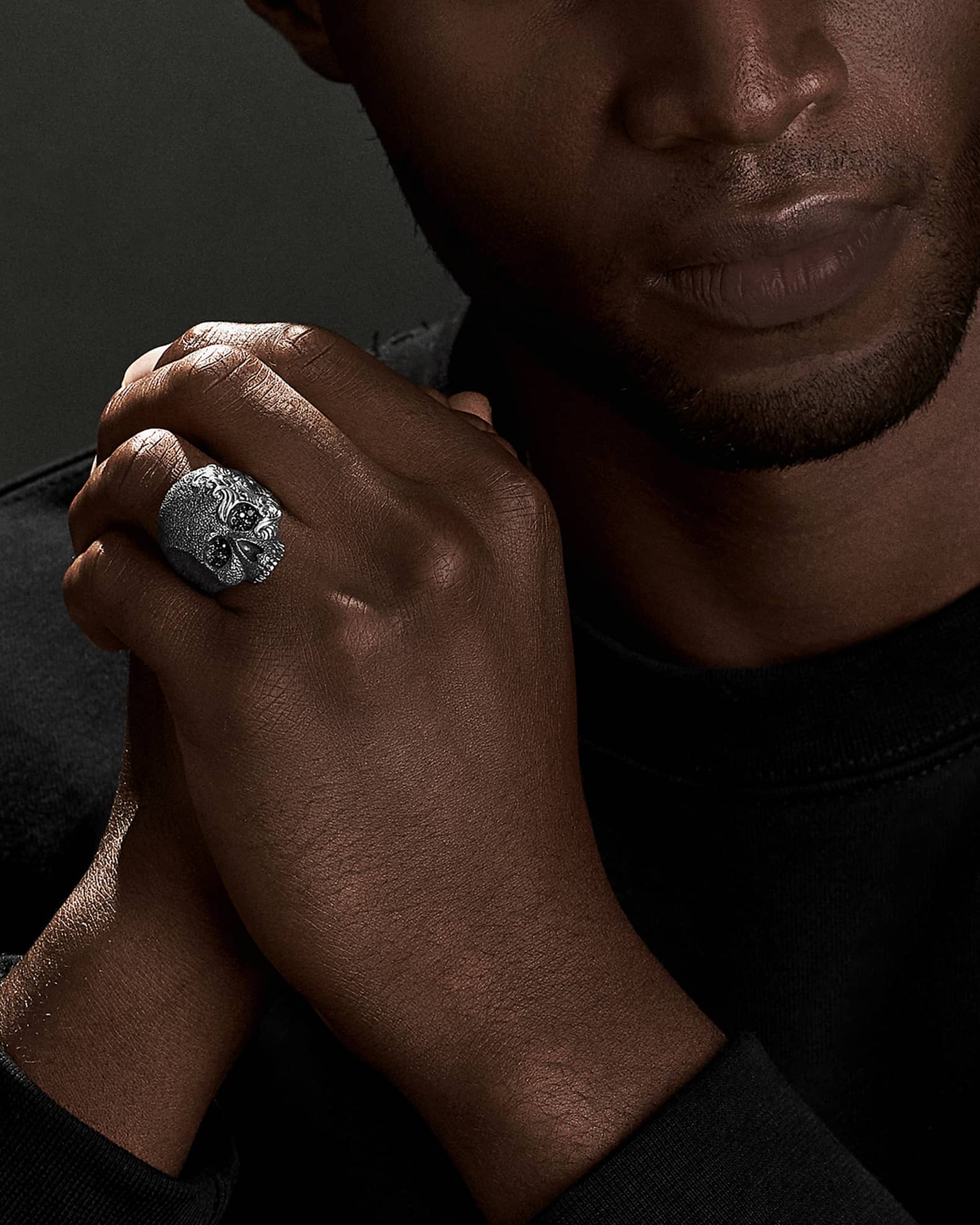 David Yurman Men's Waves Skull Ring with Diamonds in Silver, 24mm ...