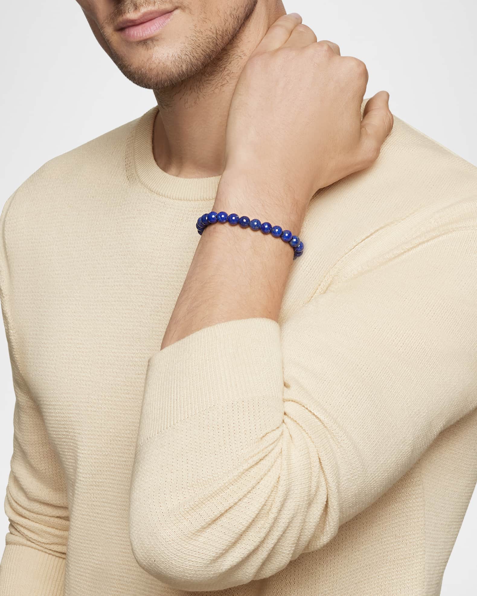 David Yurman Men s Spiritual Beads Bracelet with Lapis Lazuli Neiman Marcus