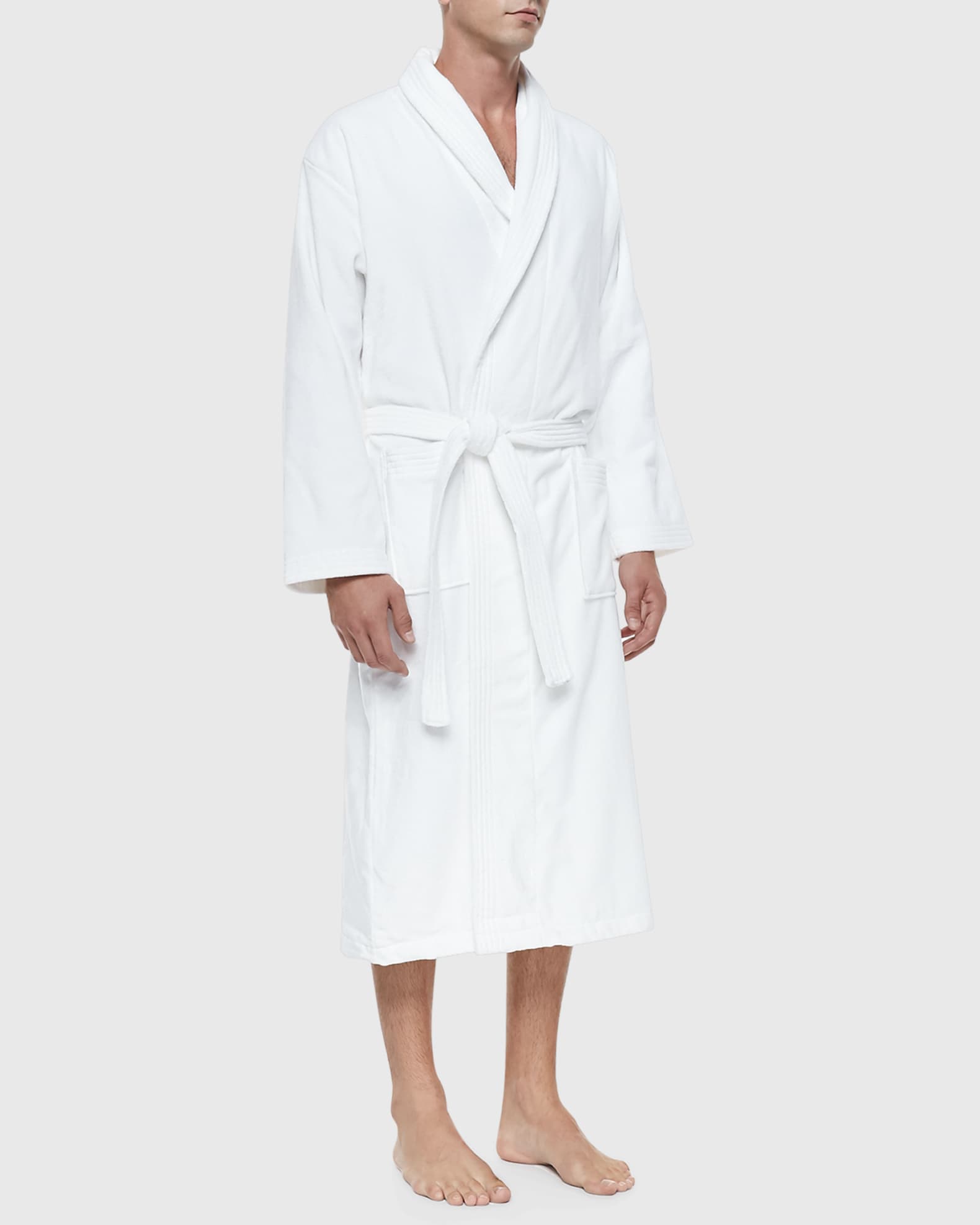 Derek Rose Terry Cloth Robe, White | Neiman Marcus