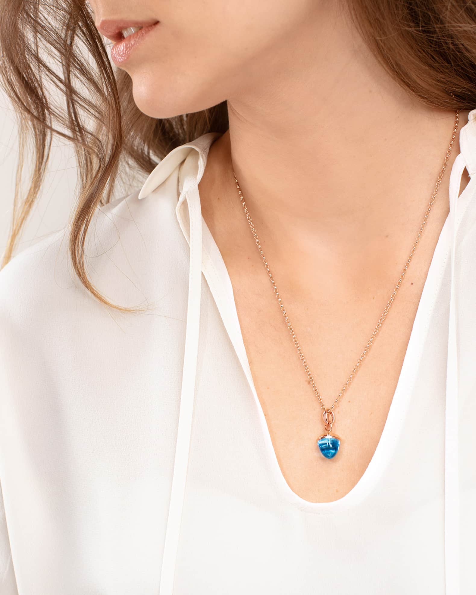 18k Rose Gold Swiss Blue Topaz Pendant 1