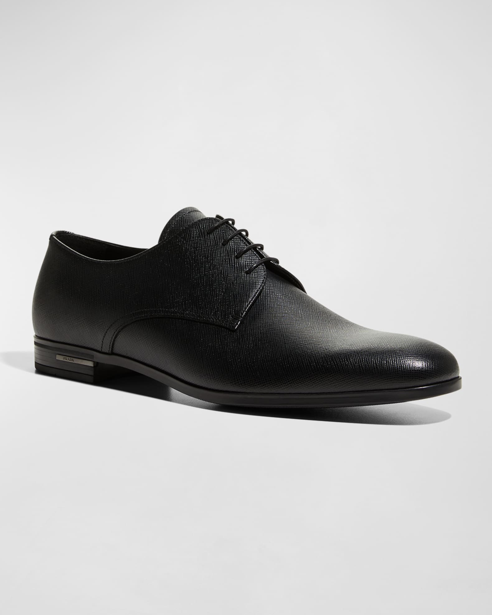 靴 prada leather shoes PRADA Unisex Black Leather Dress Sneakers Lace Up