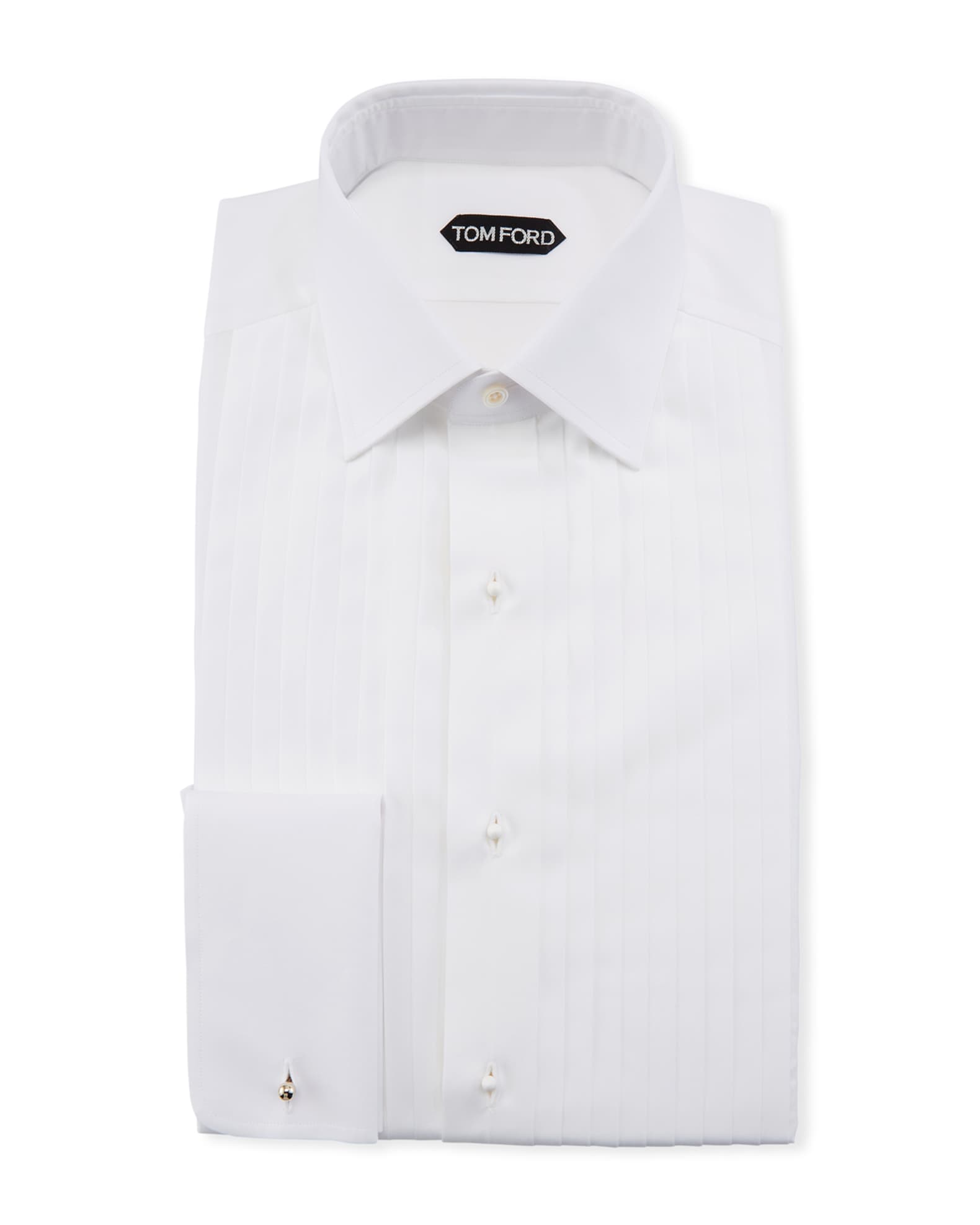 TOM FORD Slim-Fit Plisse Plastron Tuxedo Shirt, White | Neiman Marcus