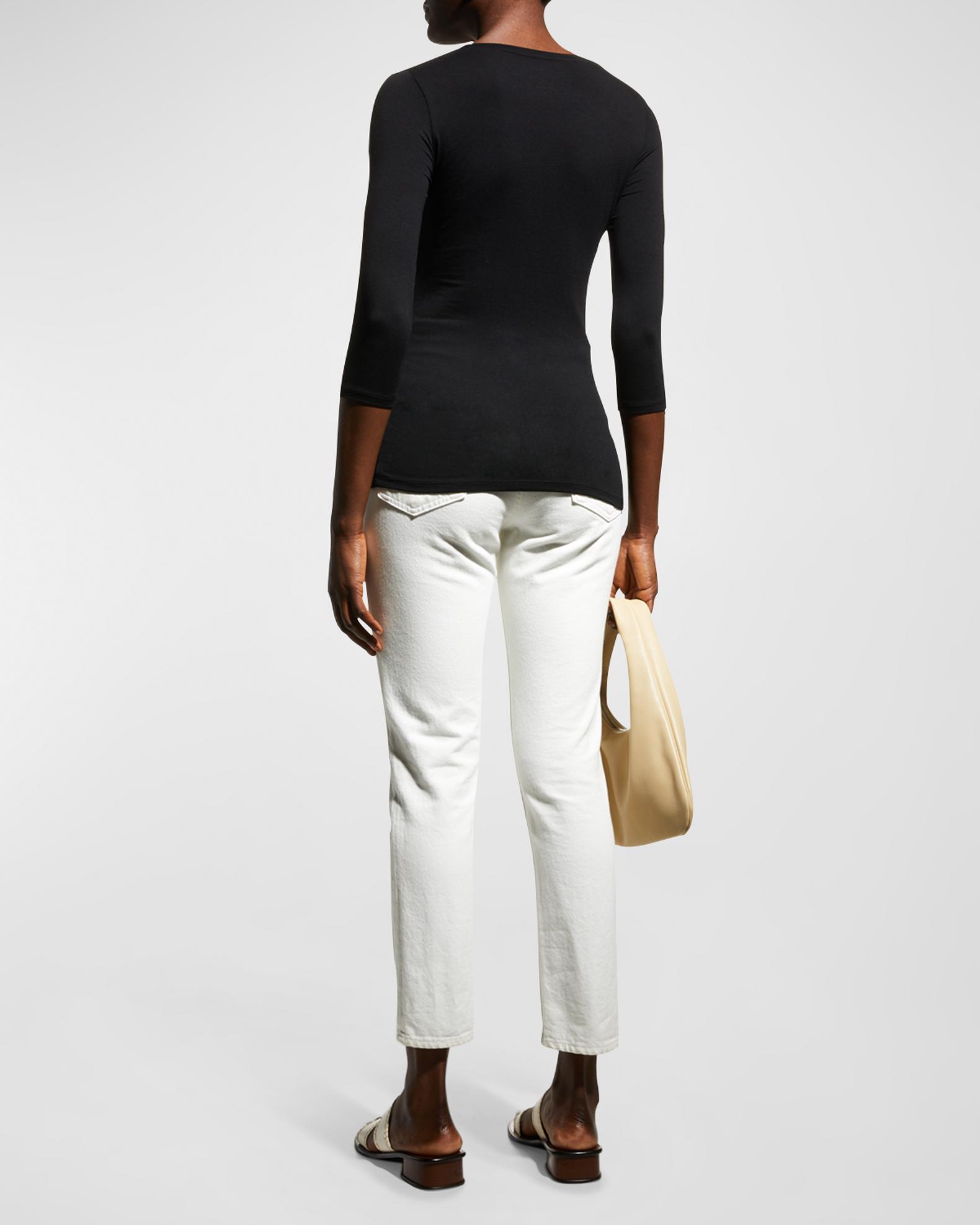 Majestic Elbow Sleeve Scoop Neck Tee in Petale