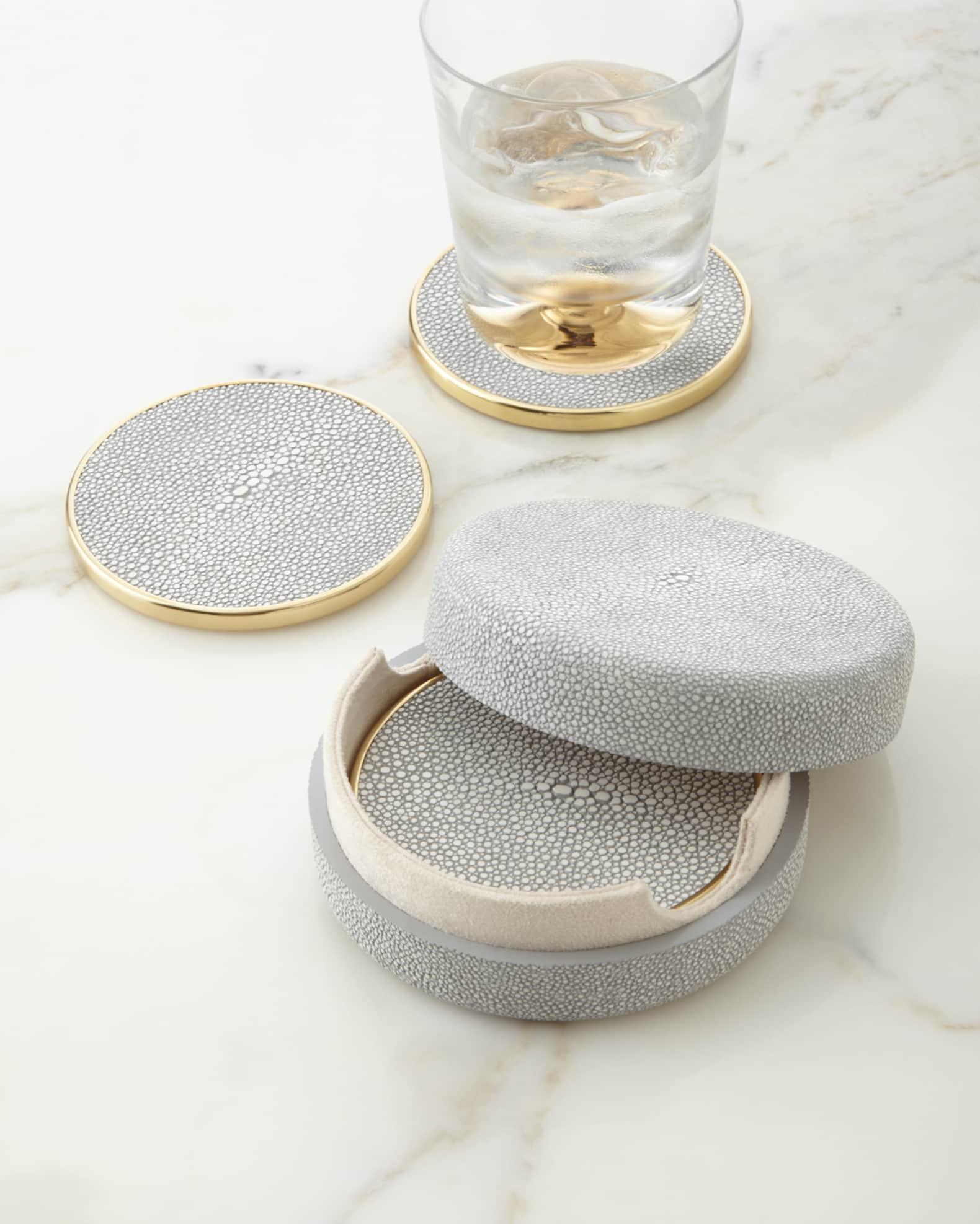 Faux-Shagreen Coaster Set 0