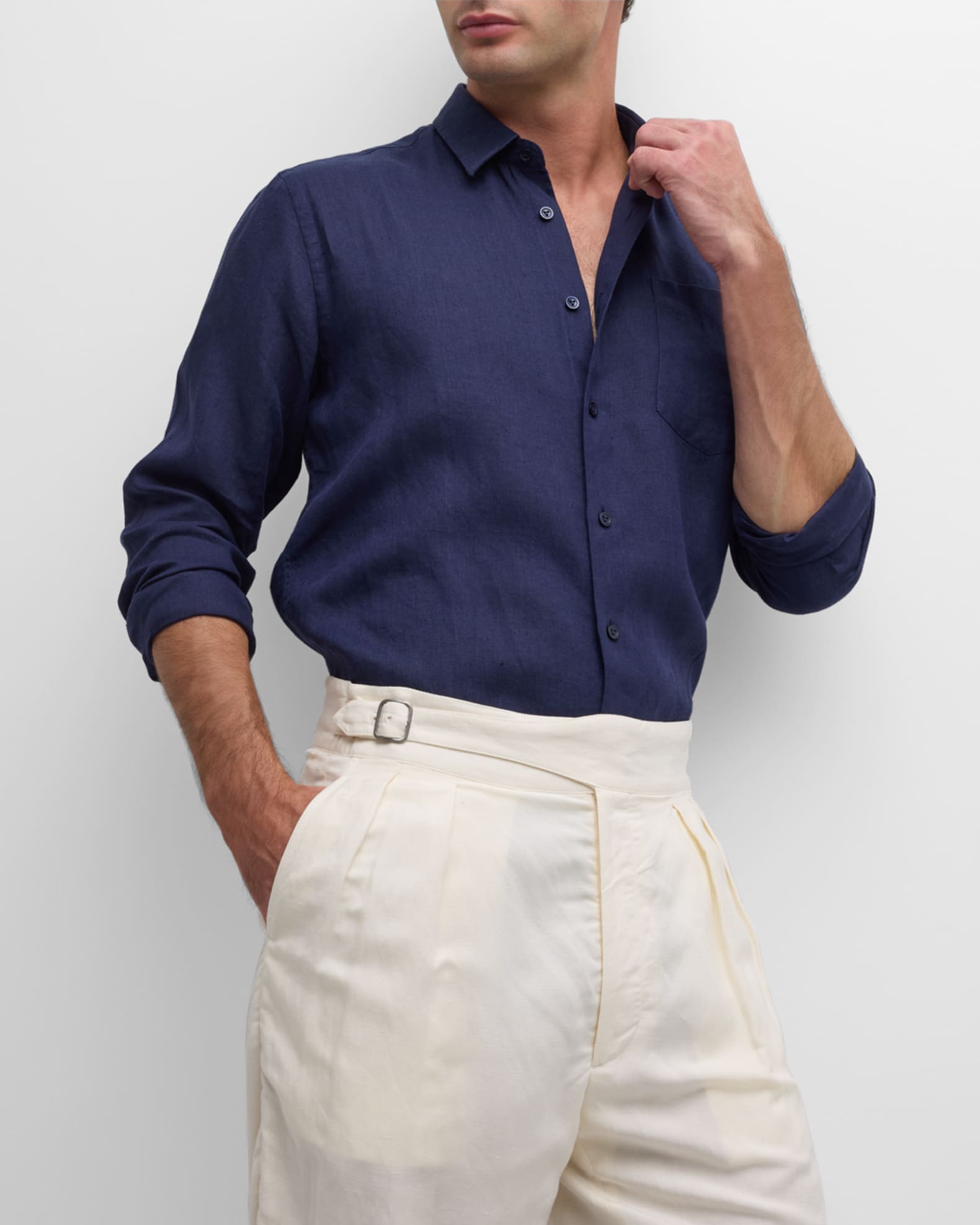 Vilebrequin Caroubis Linen Pocket Sport Shirt | Neiman Marcus
