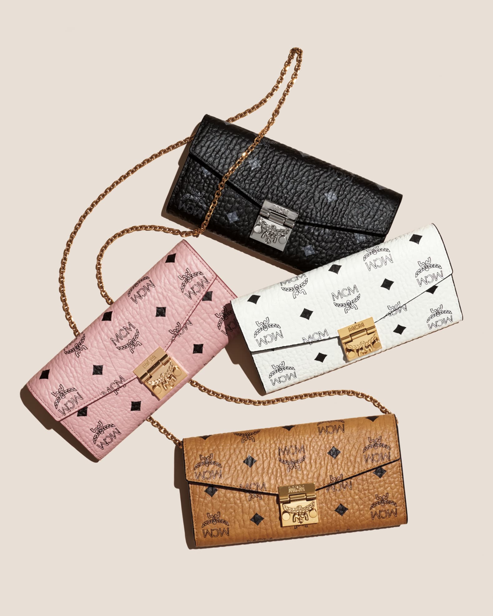 MCM Patricia Visetos Two Fold Wallet on Chain Neiman Marcus