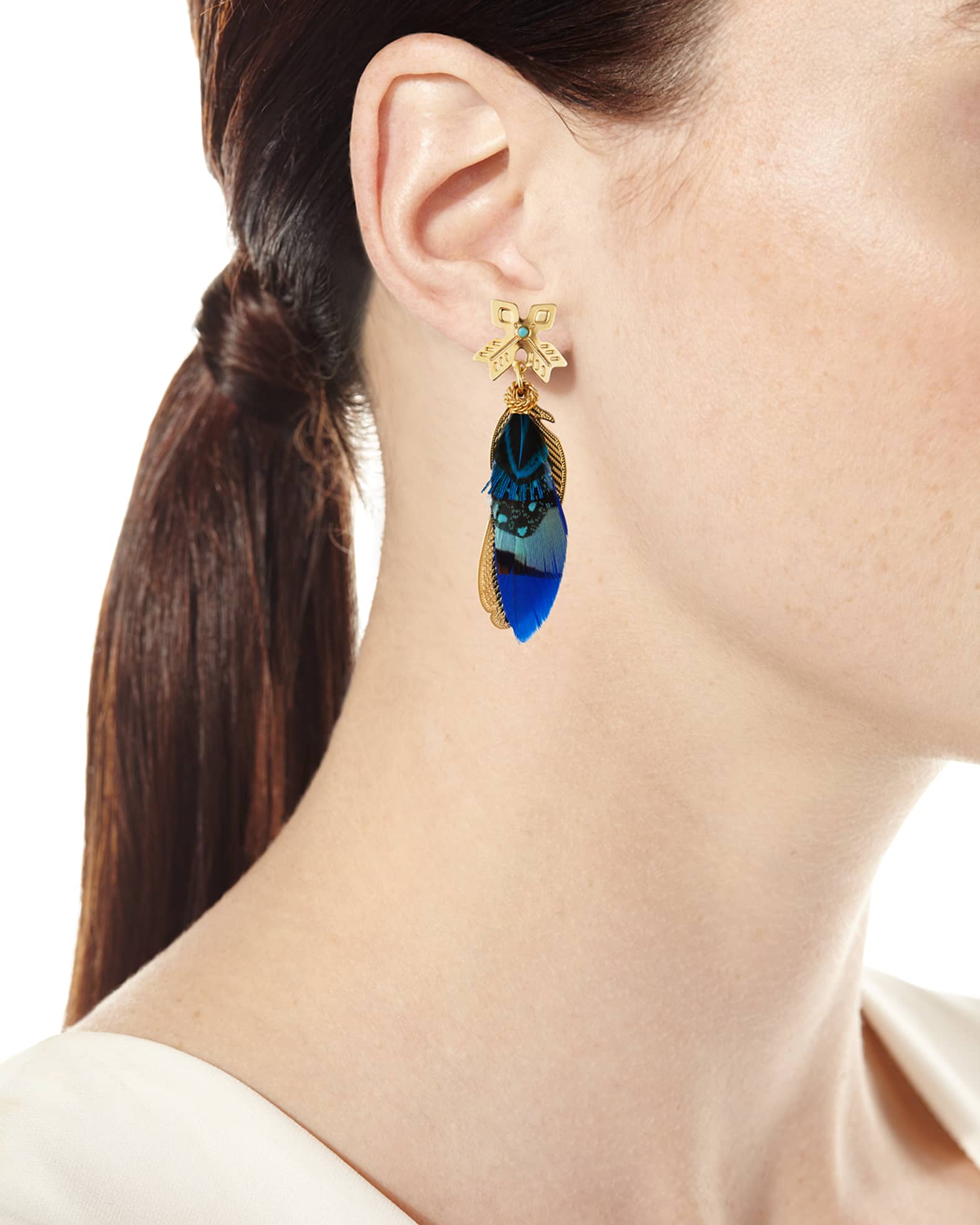 Sao Feather Drop Earrings 1