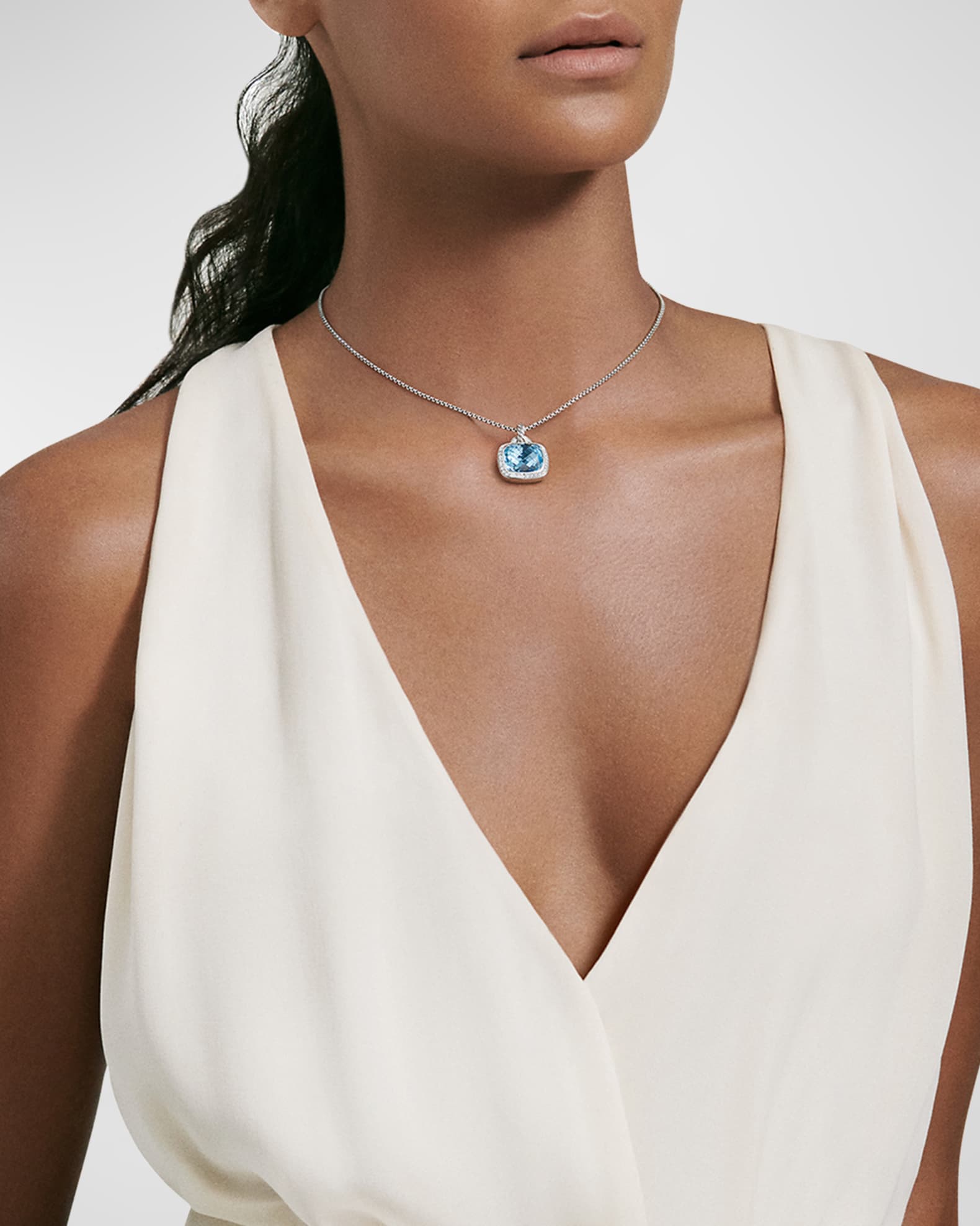 Albion Pendant with Diamonds in Silver, 18.8mm 1