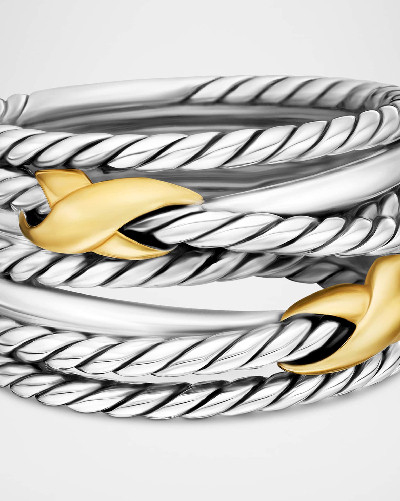 David Yurman Double X Crossover Ring in Silver with 18K Gold, 13mm