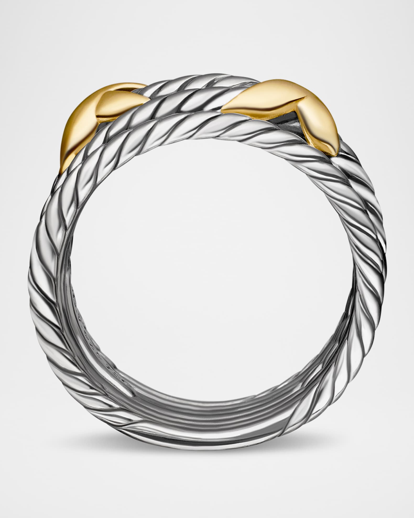 David Yurman Double X Crossover Ring with 18K Gold in Silver, 13mm Neiman Marcus