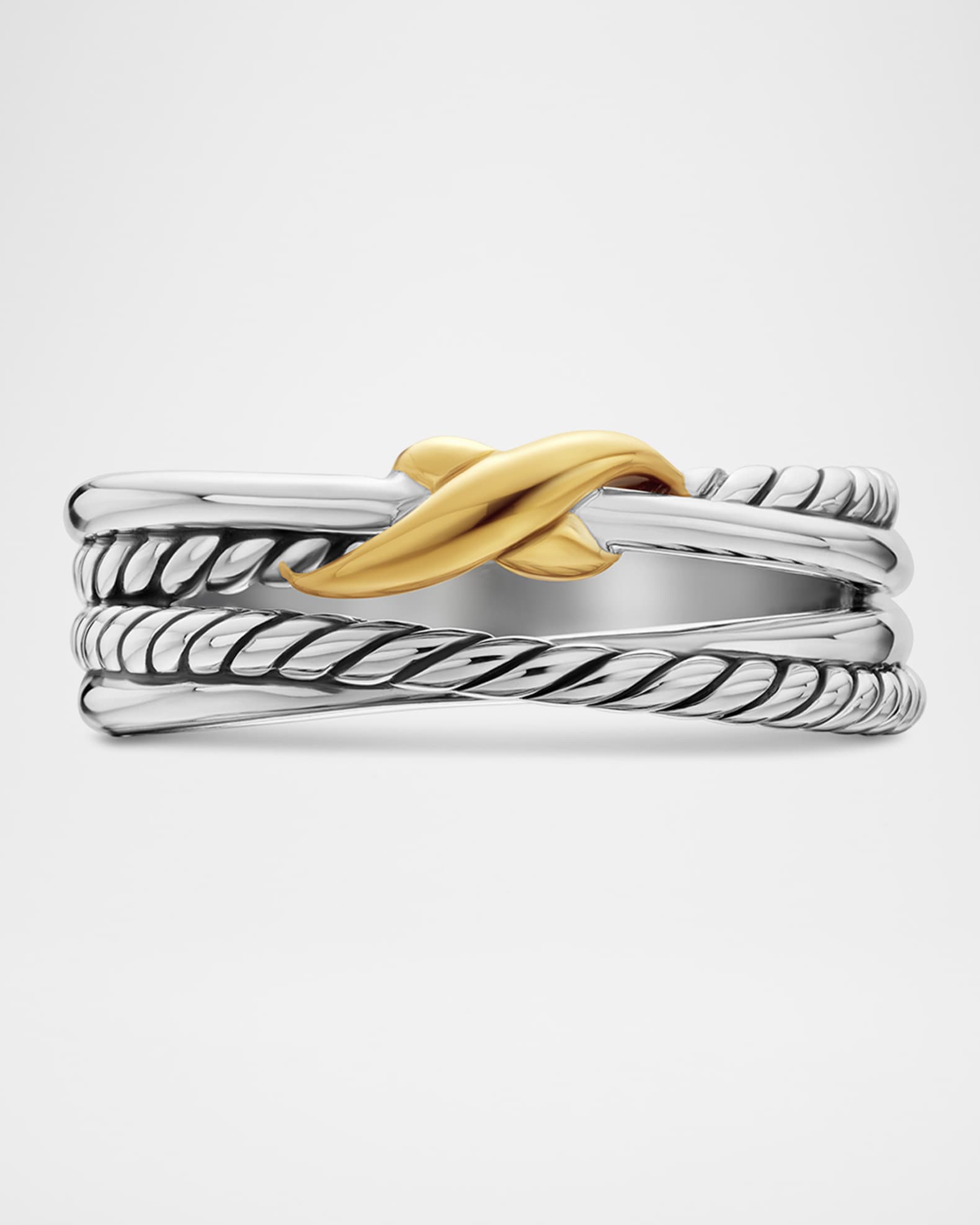6mm X Crossover Ring in Silver with 18K Gold 0
