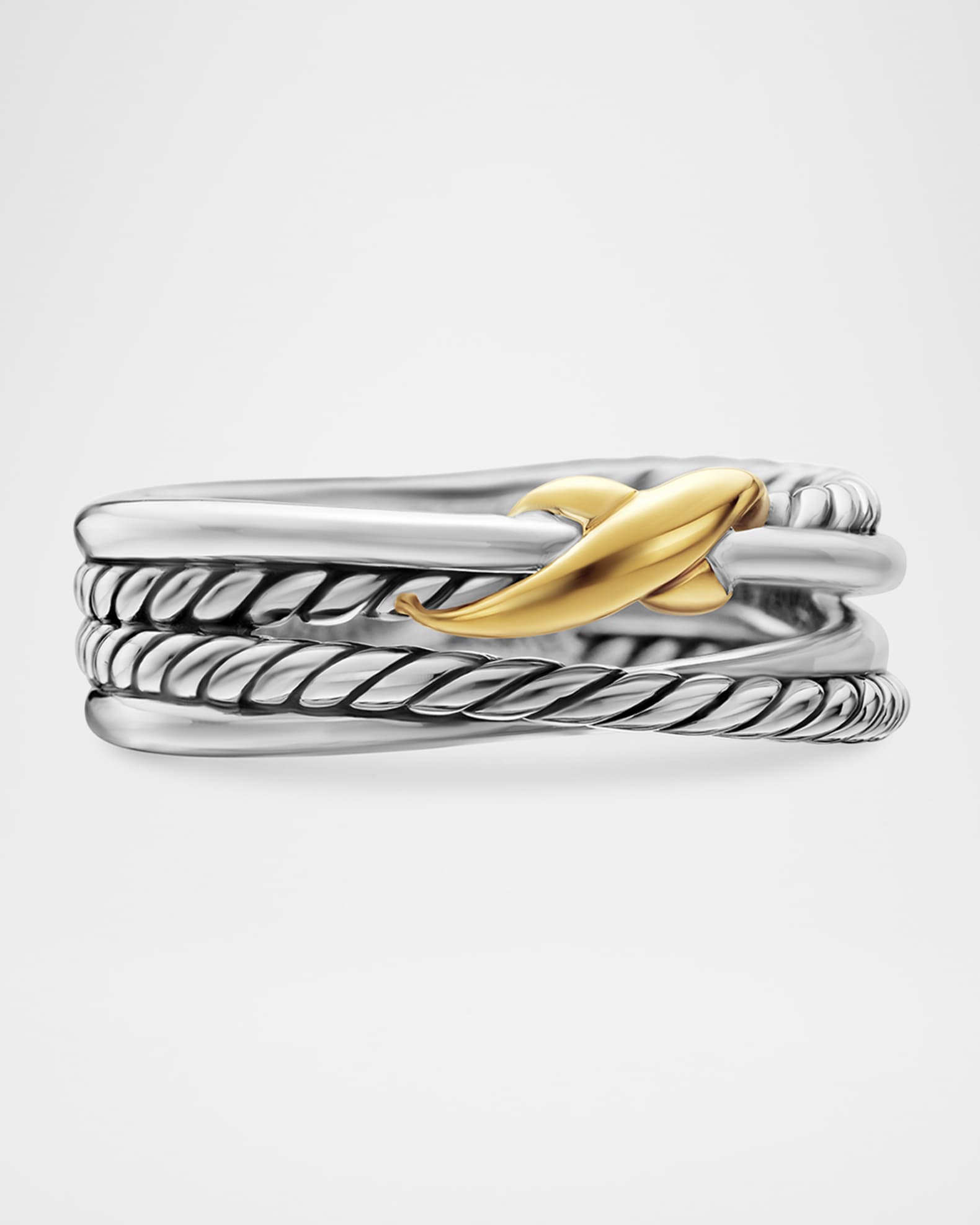 David Yurman 6mm X Crossover Ring in Silver with 18K Gold Neiman Marcus