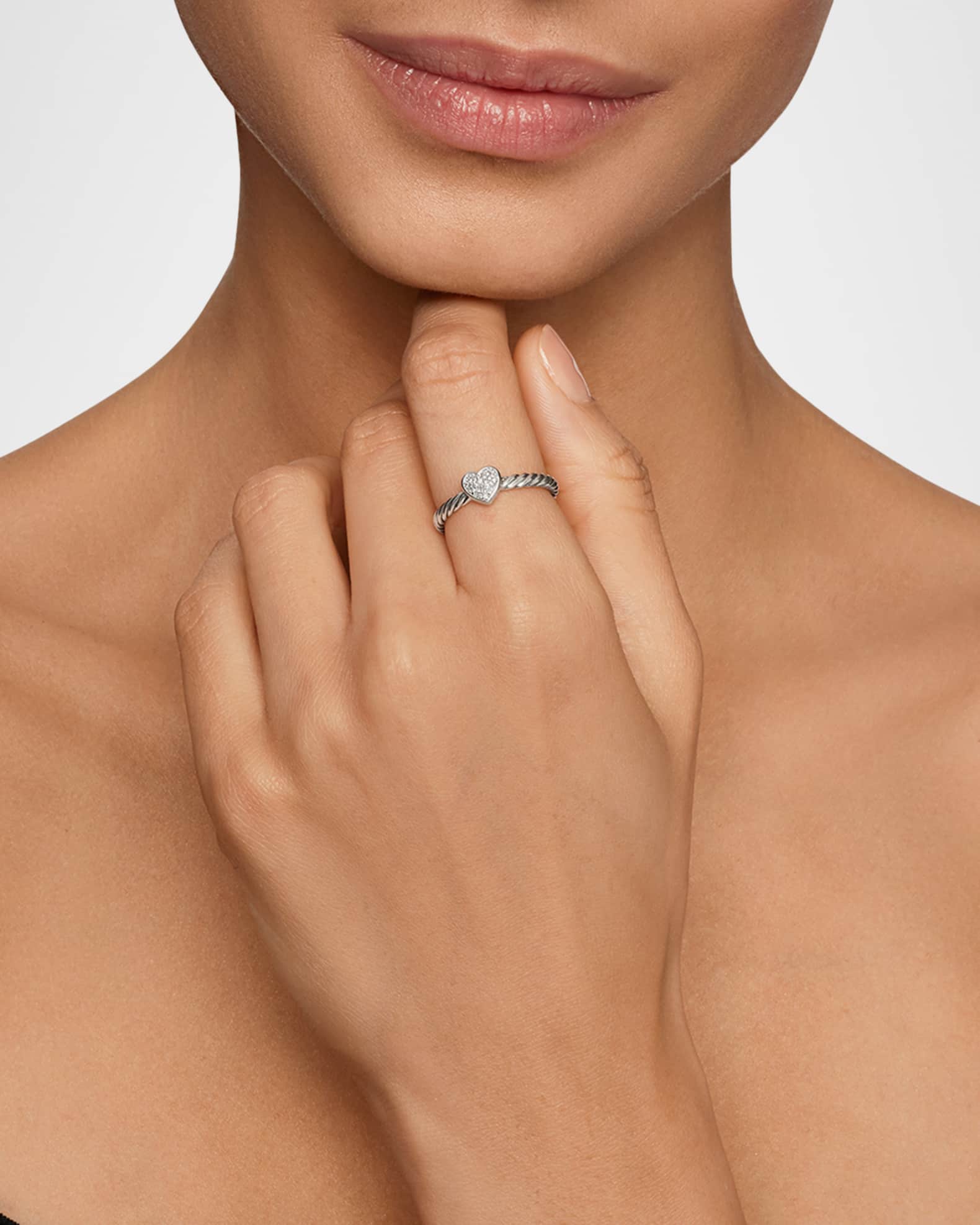 Petite Pave Heart Ring with Diamonds 1