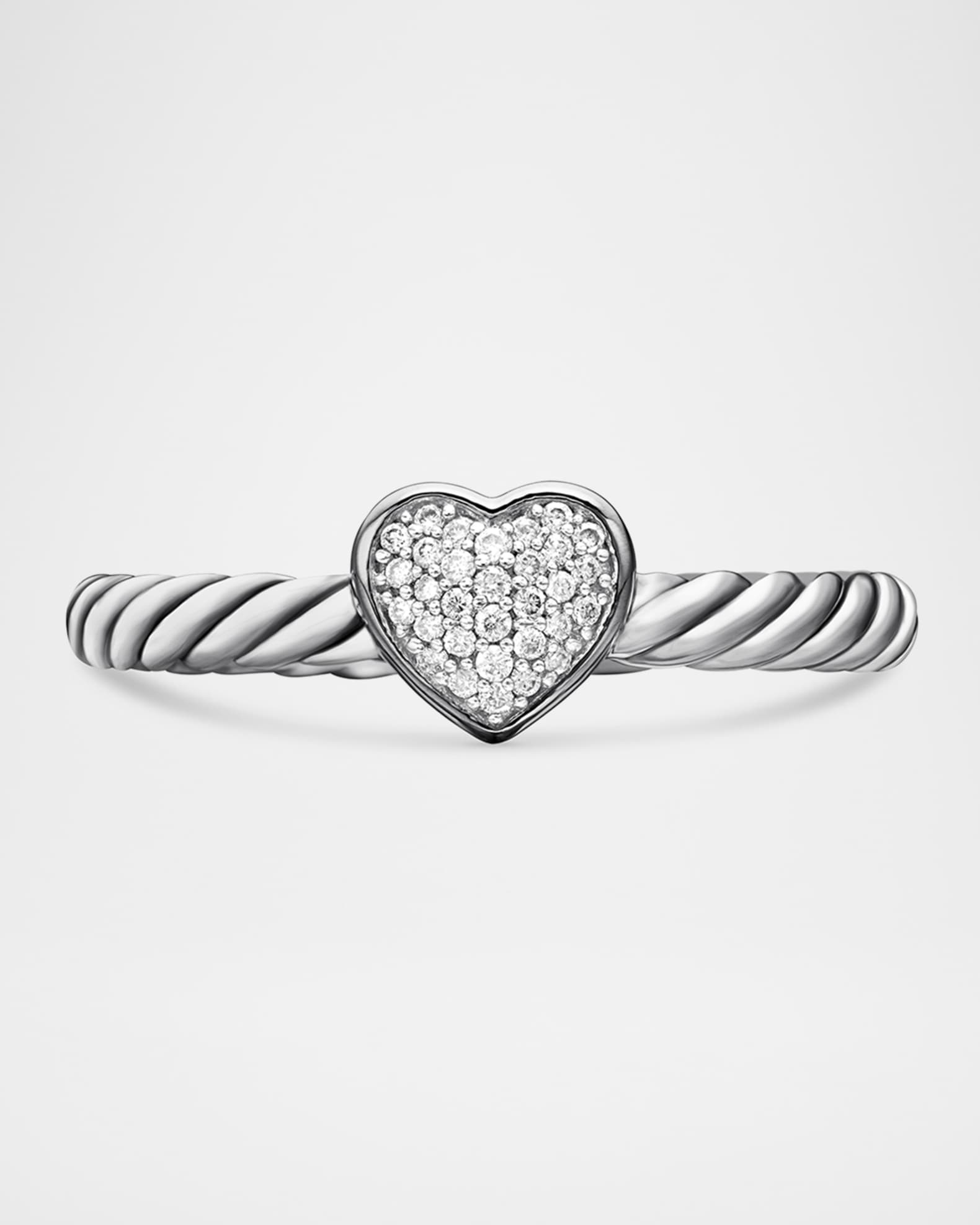 Petite pave heart shop ring with diamonds