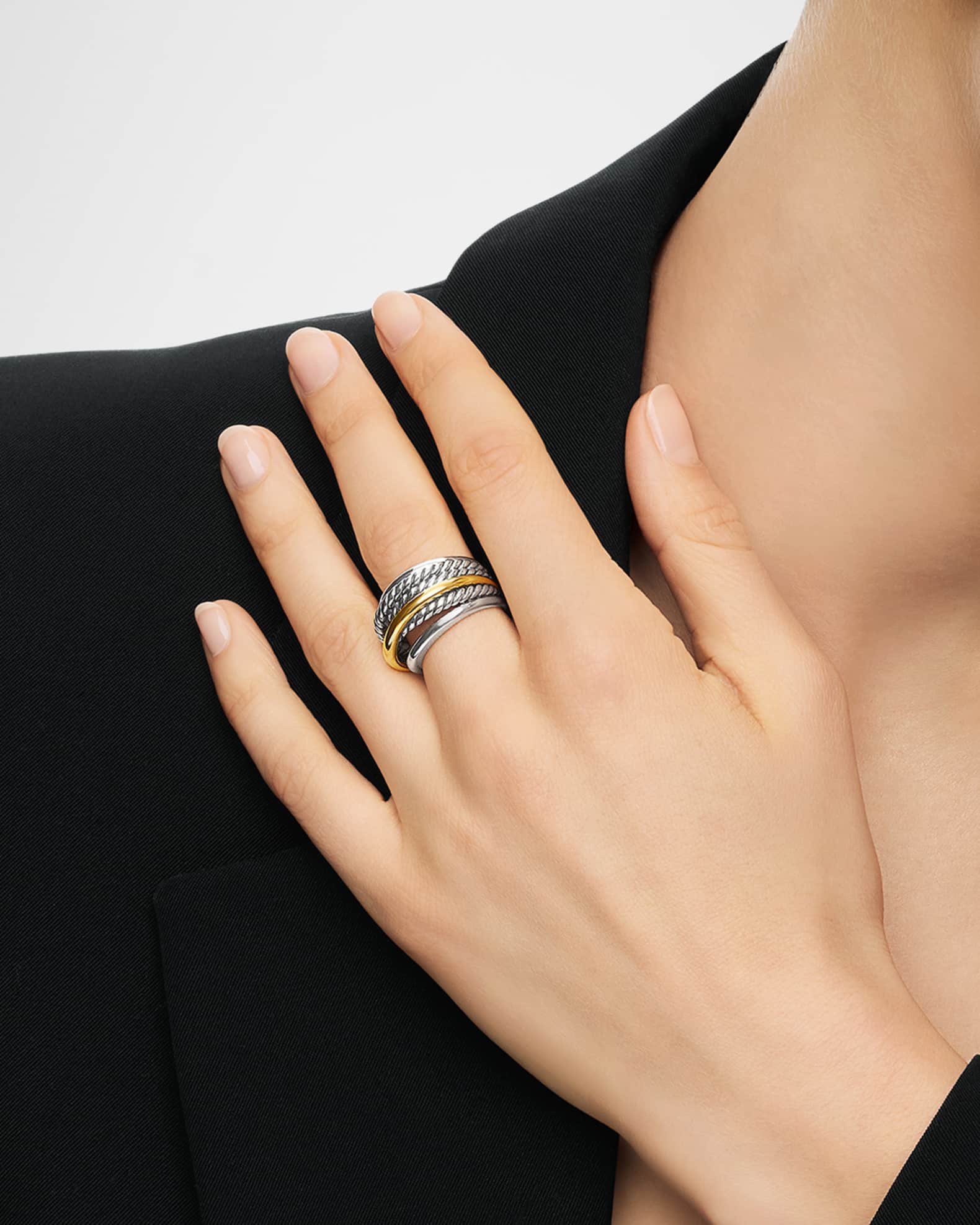 Crossover Narrow Ring with Silver Gold