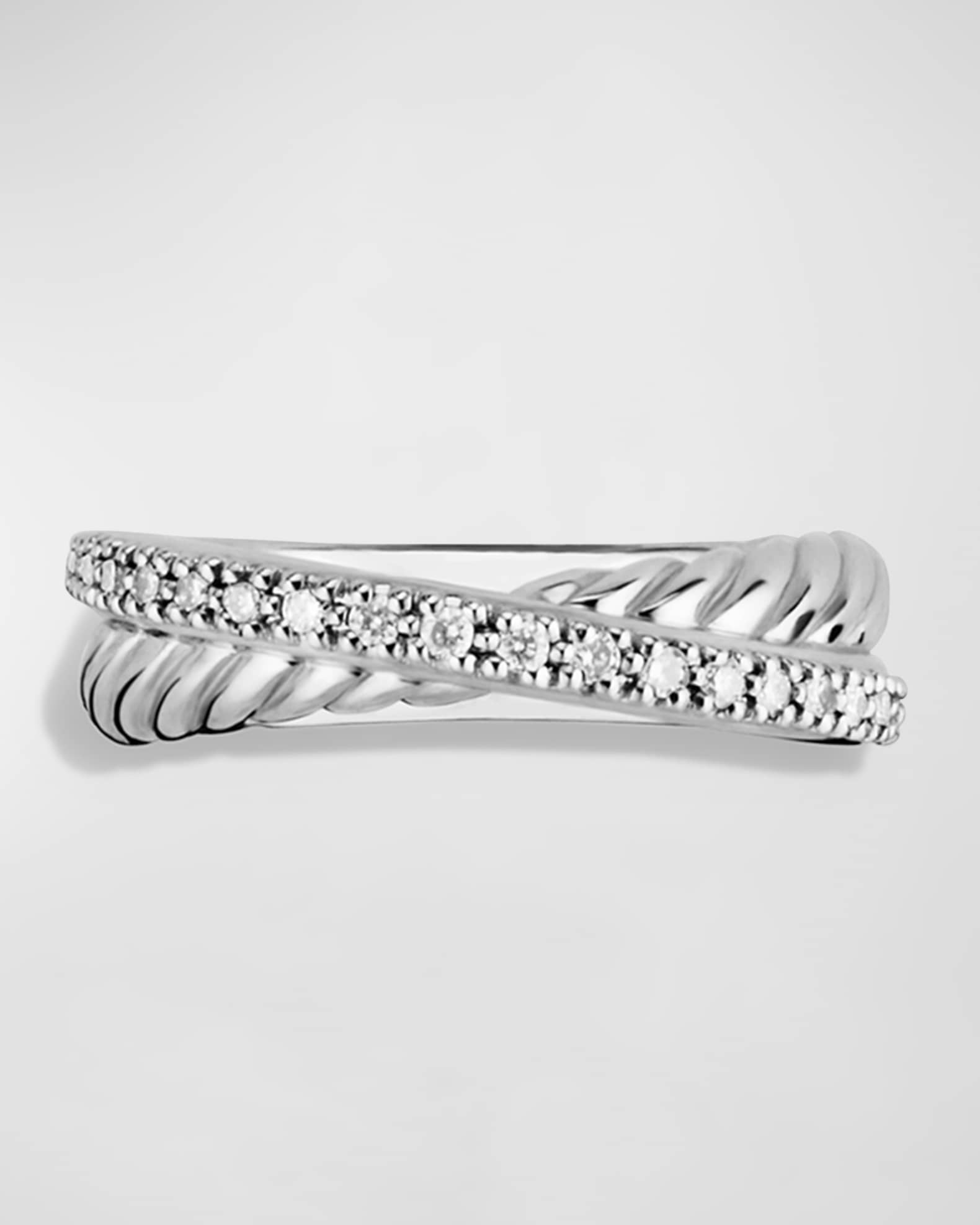 Crossover Ring with Diamonds