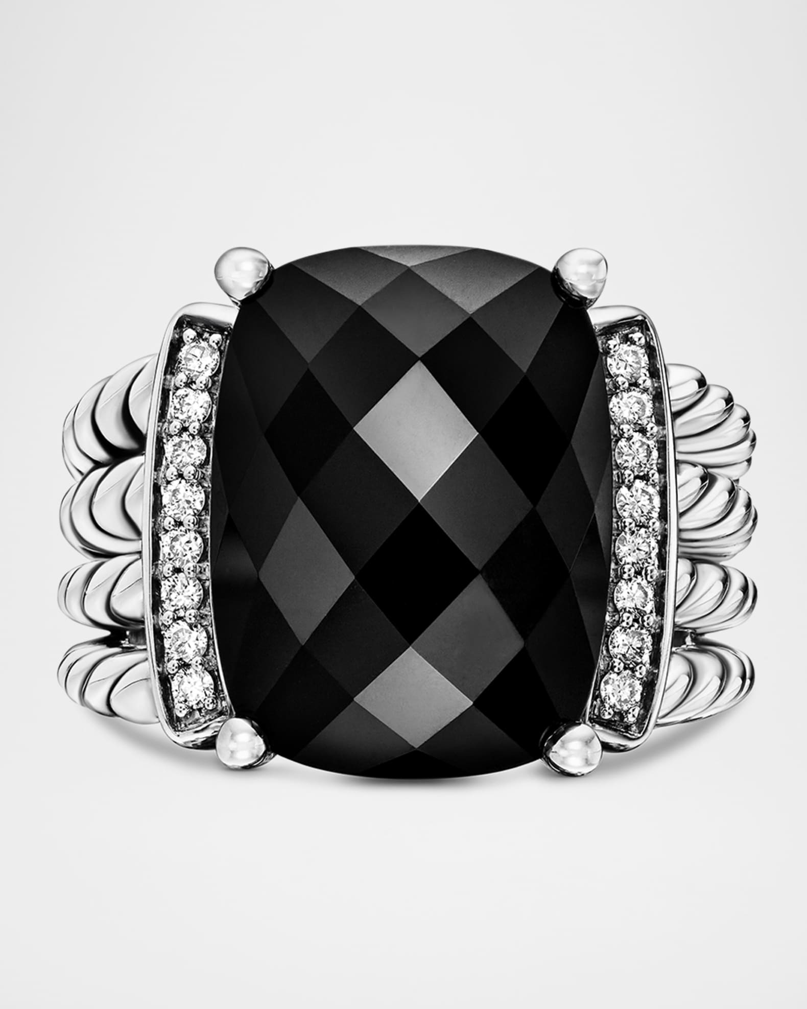Wheaton ring with black clearance onyx and diamonds