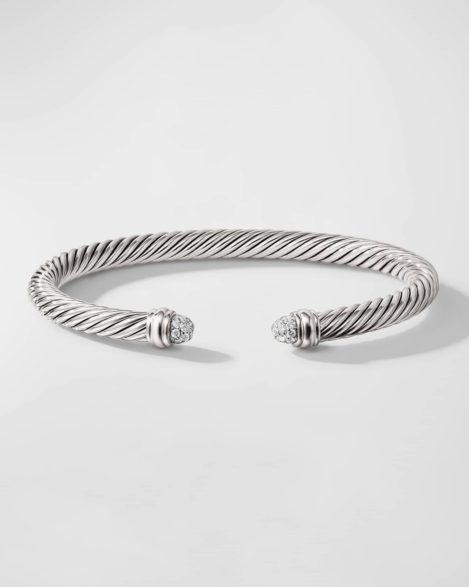 David Yurman Cable Bracelet with Diamonds in Silver, 5mm | Neiman Marcus
