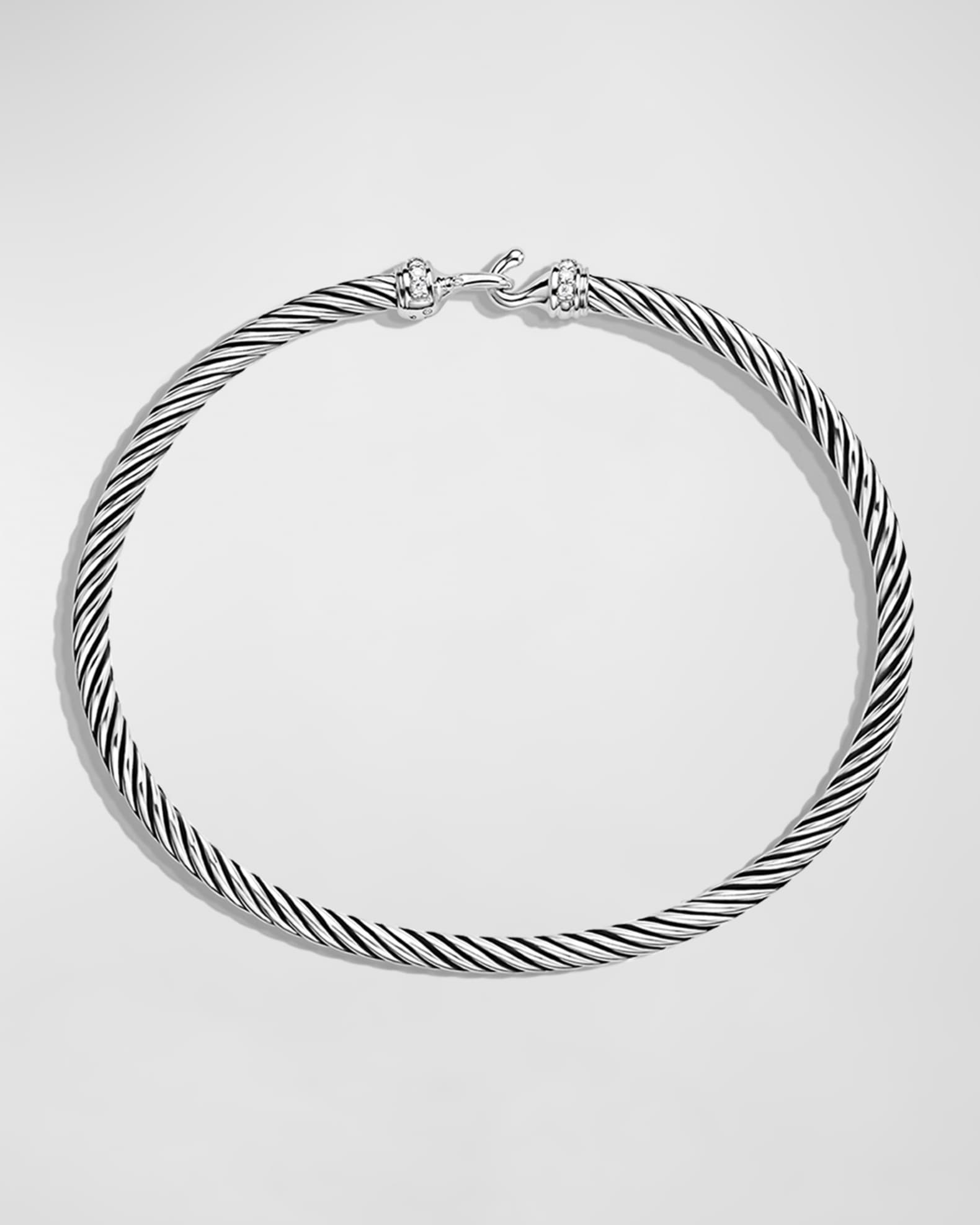David Yurman 3mm Cable Buckle Bracelet with Diamonds | Neiman Marcus