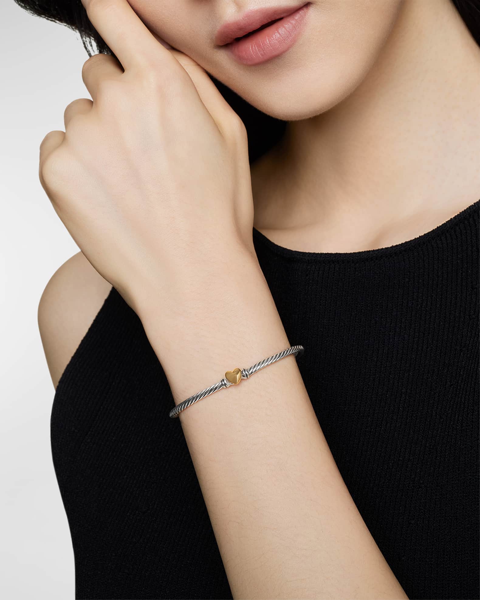 3mm Cable Heart Bracelet in Silver 1