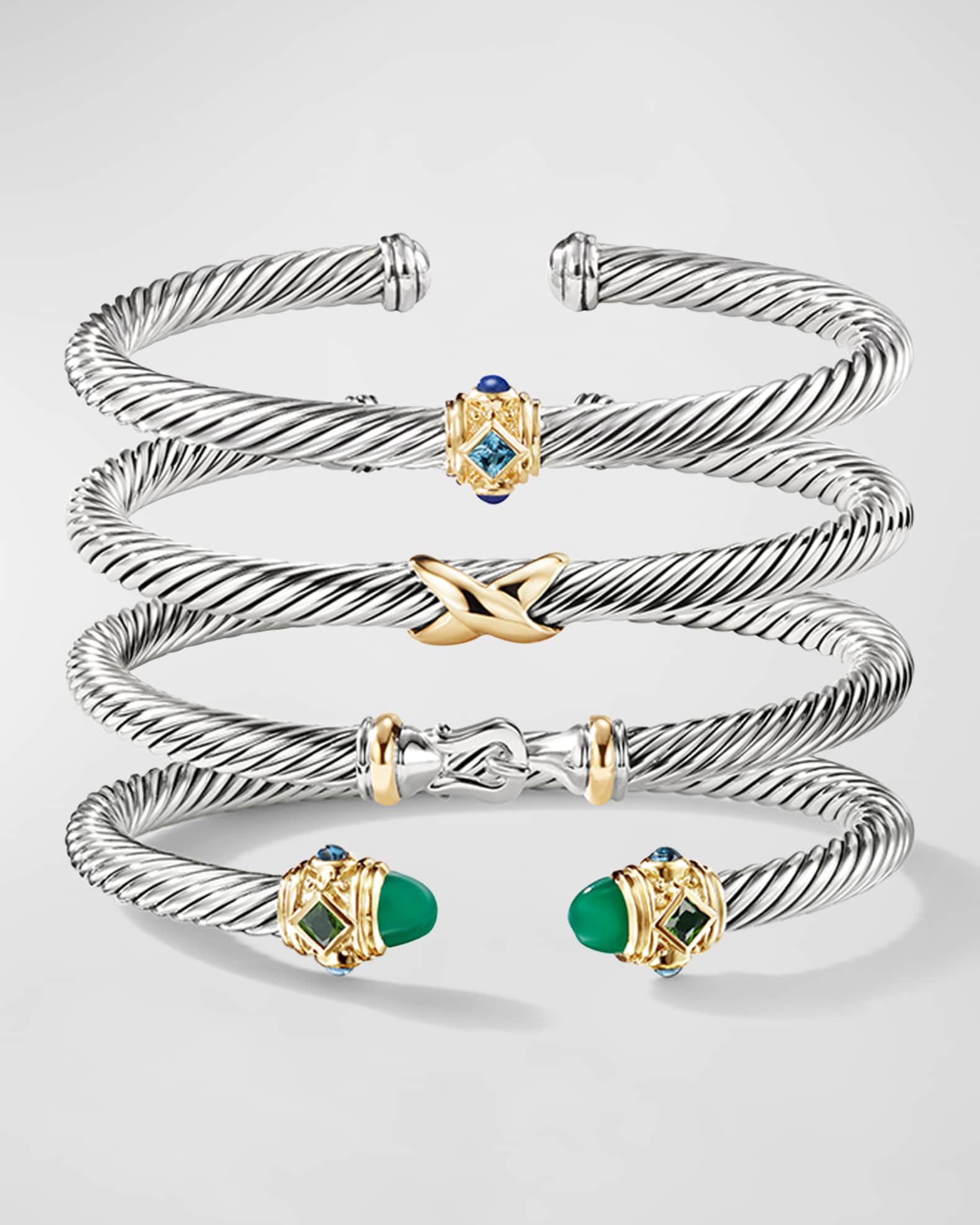 David Yurman Cable Bracelet in Silver with 14K Gold, 5mm | Neiman Marcus