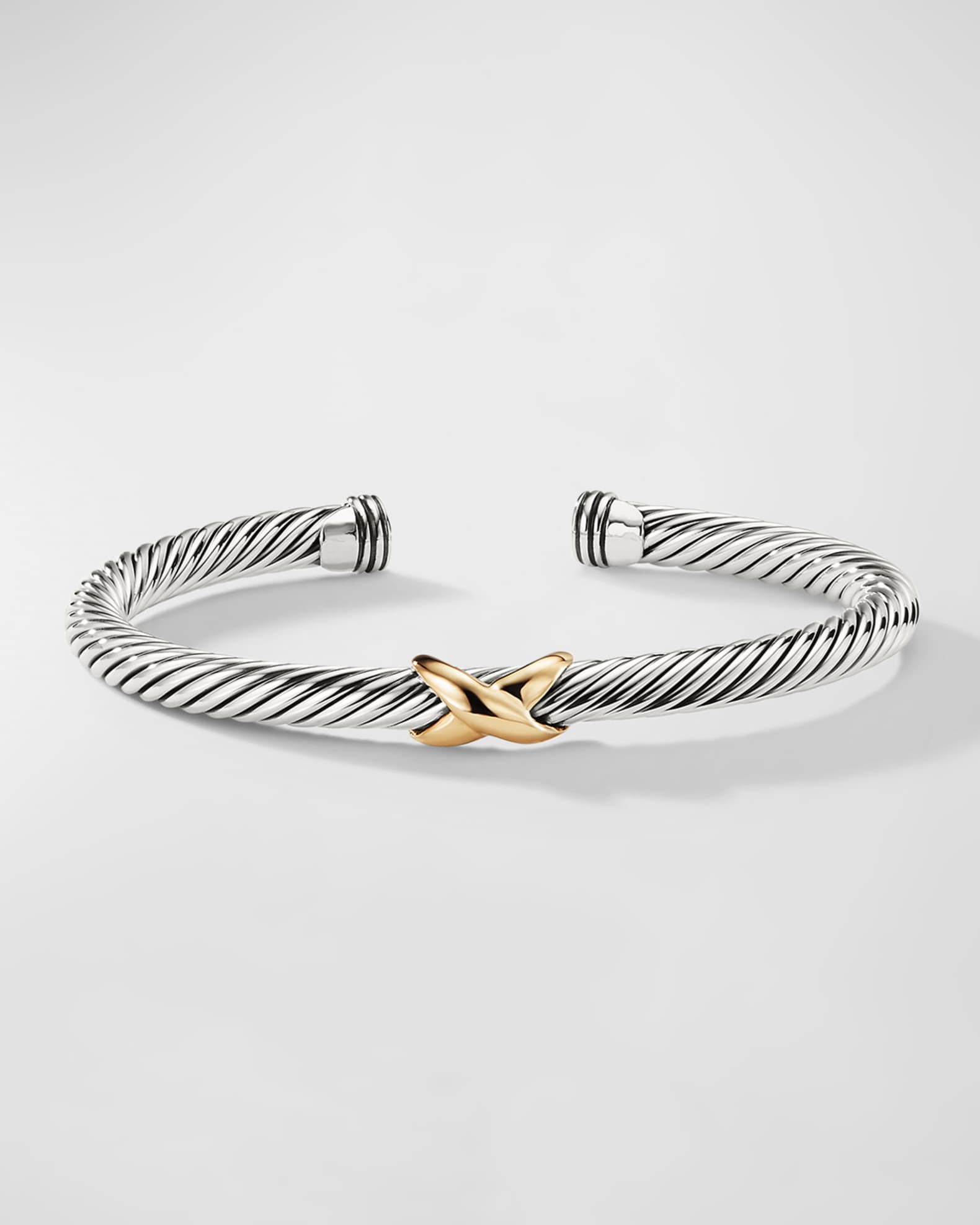 Cable Bracelet in Silver with 14K Gold, 5mm 0