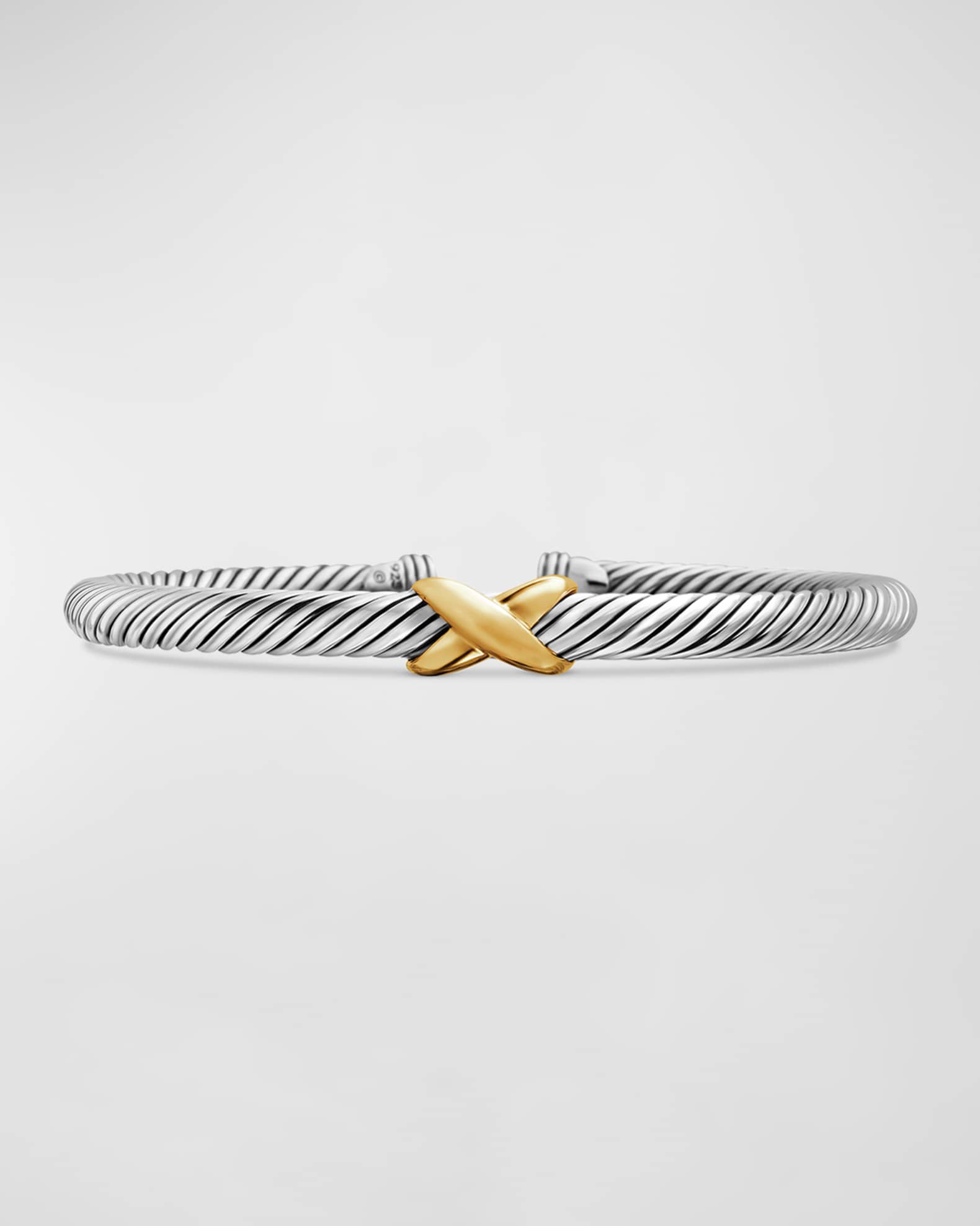 Cable Bracelet in Silver with 14K Gold, 5mm 0