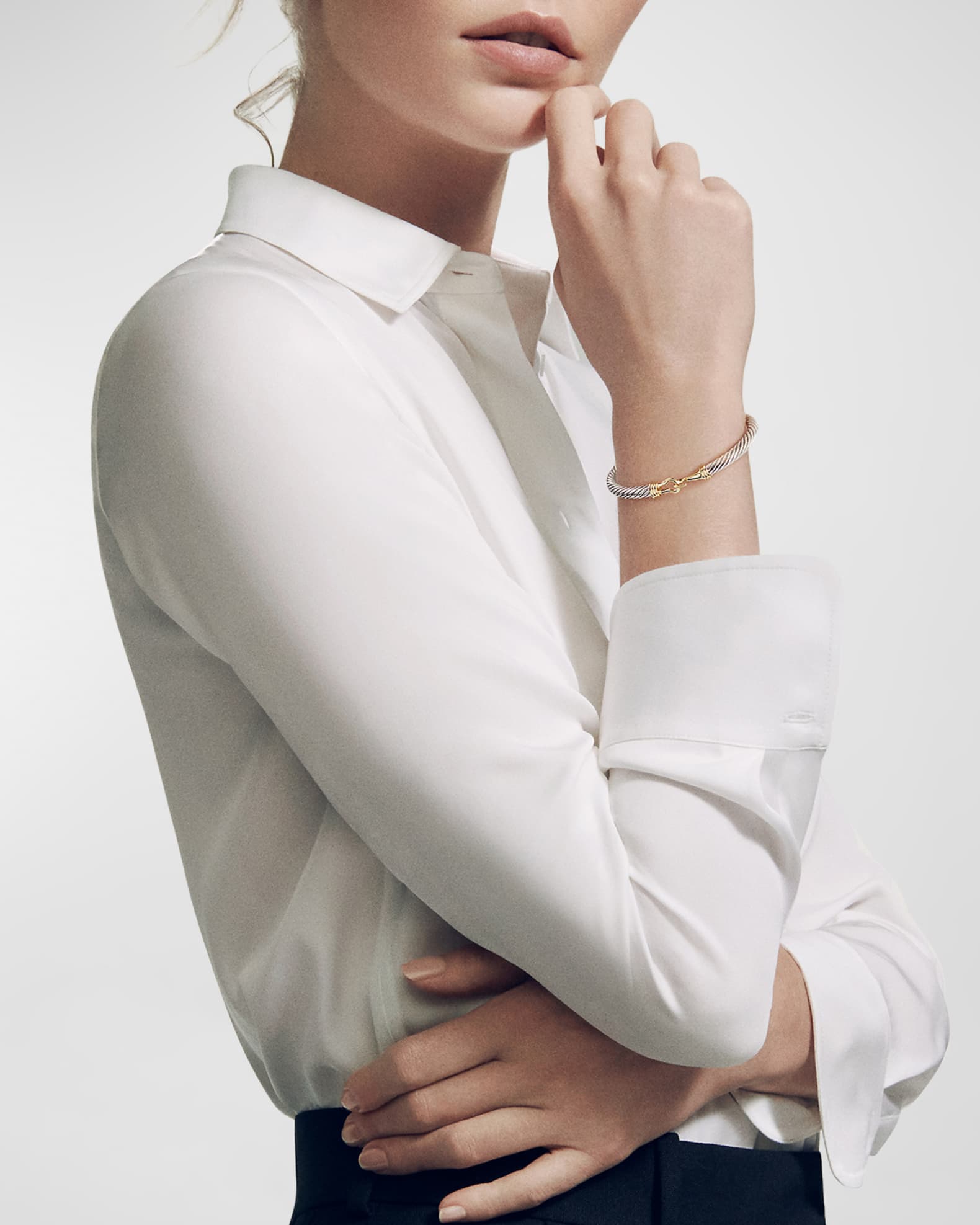 Cable Buckle Bracelet with 14K Gold in Silver, 5mm 1