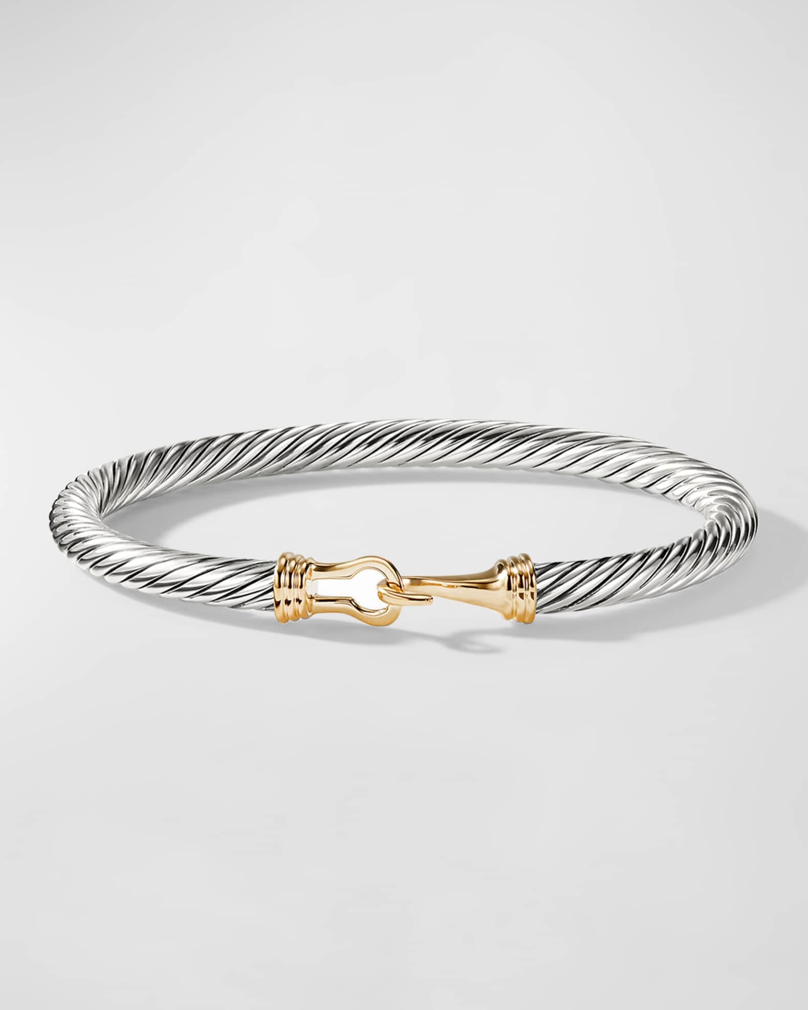 Cable Buckle Bracelet with 14K Gold in Silver, 5mm 0