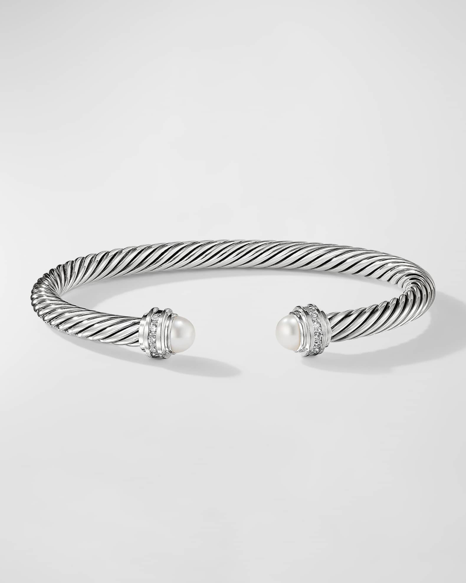 David Yurman Cable Bracelet with Gemstones in Silver, 5mm | Neiman Marcus
