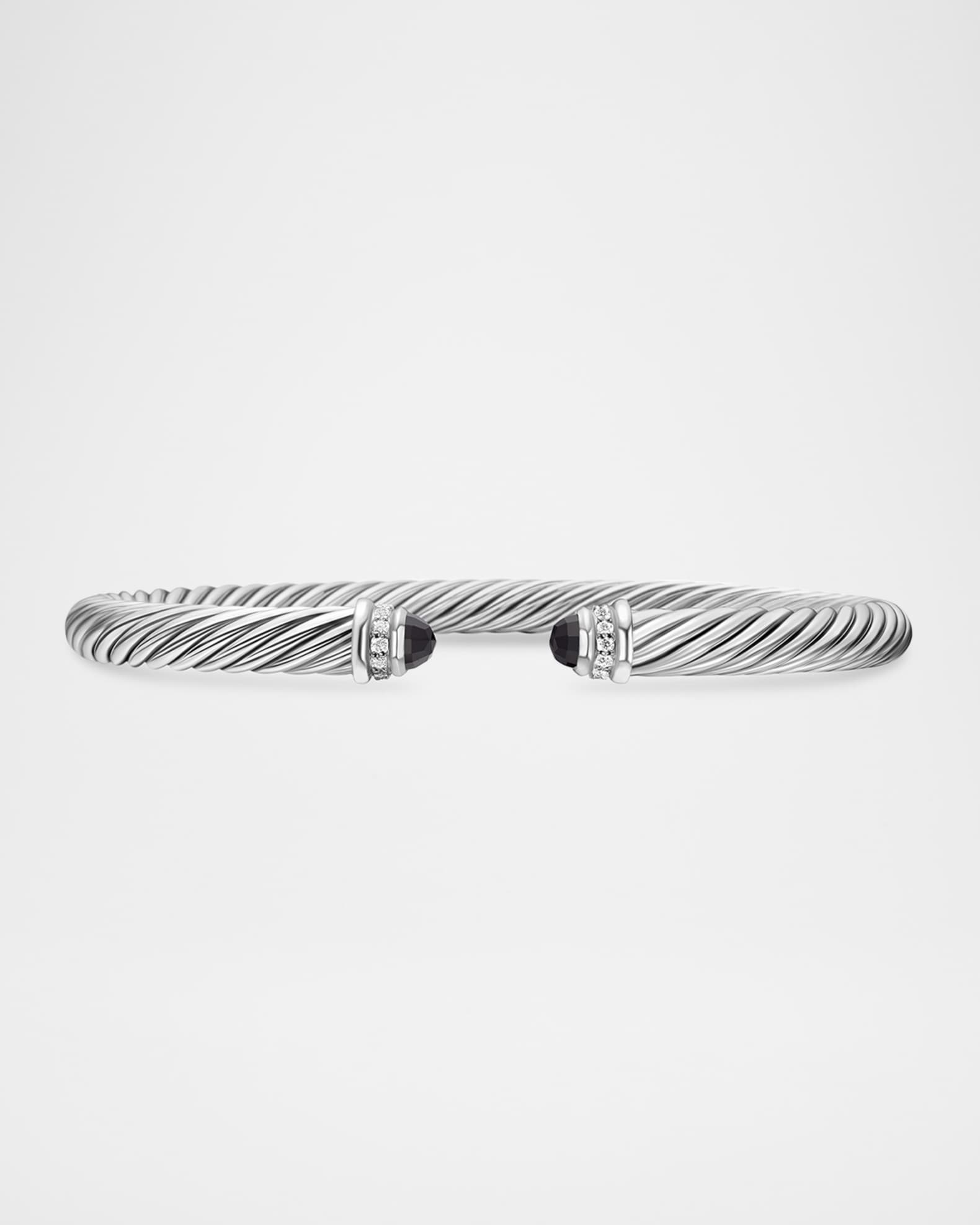 Cable Bracelet with Diamonds in Silver 0