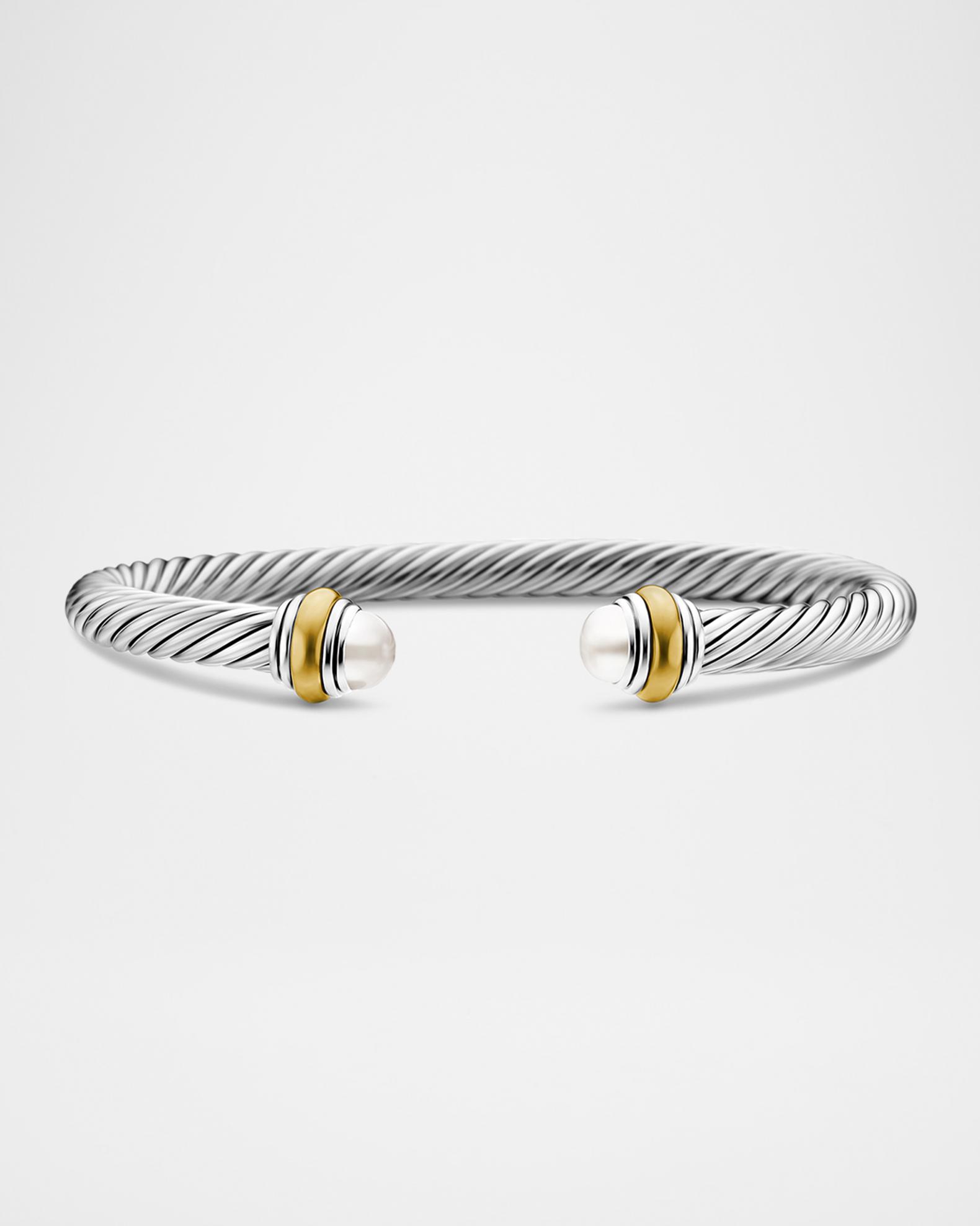 David Yurman Cable Bracelet with Gemstone in Silver with 14K  Cable Bracelet with Gemstone and 14K Gold in Silver, 5mm main image 2