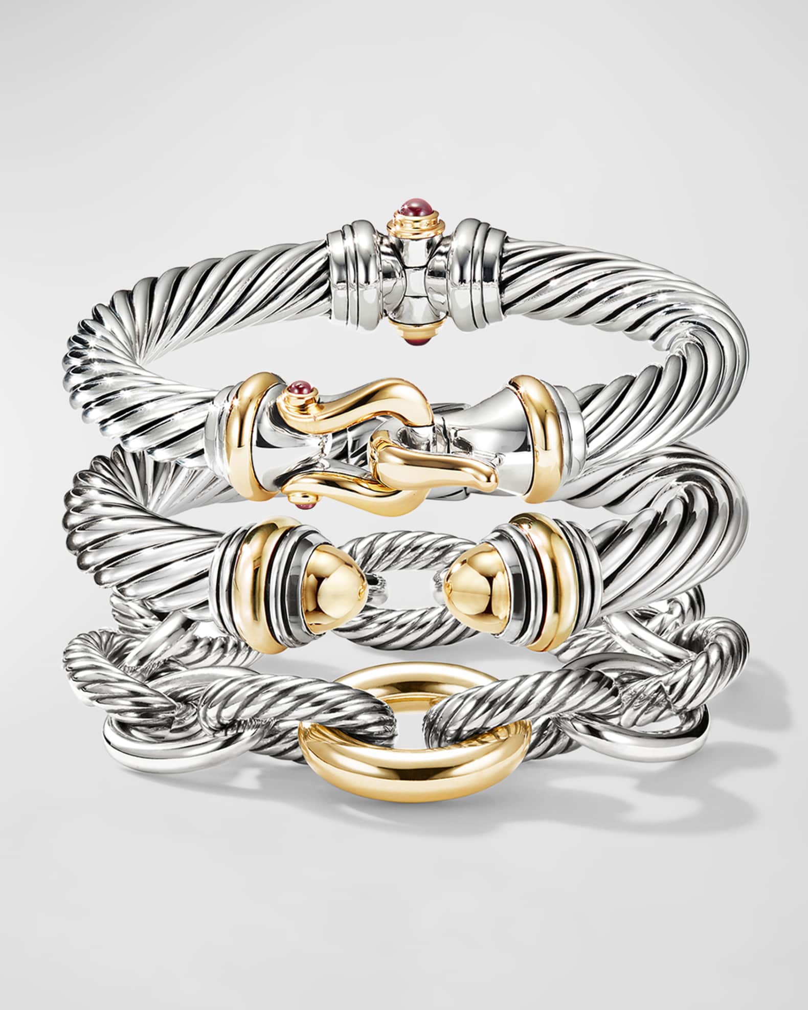 David Yurman Oval Extra-Large Link Bracelet with Gold | Neiman Marcus