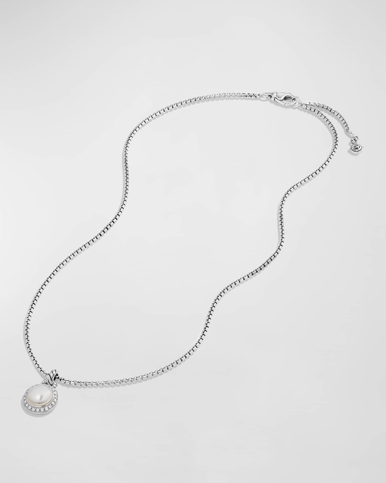 David Yurman Petite Cerise Pearl Pendant Necklace w/Pave Diamonds ...