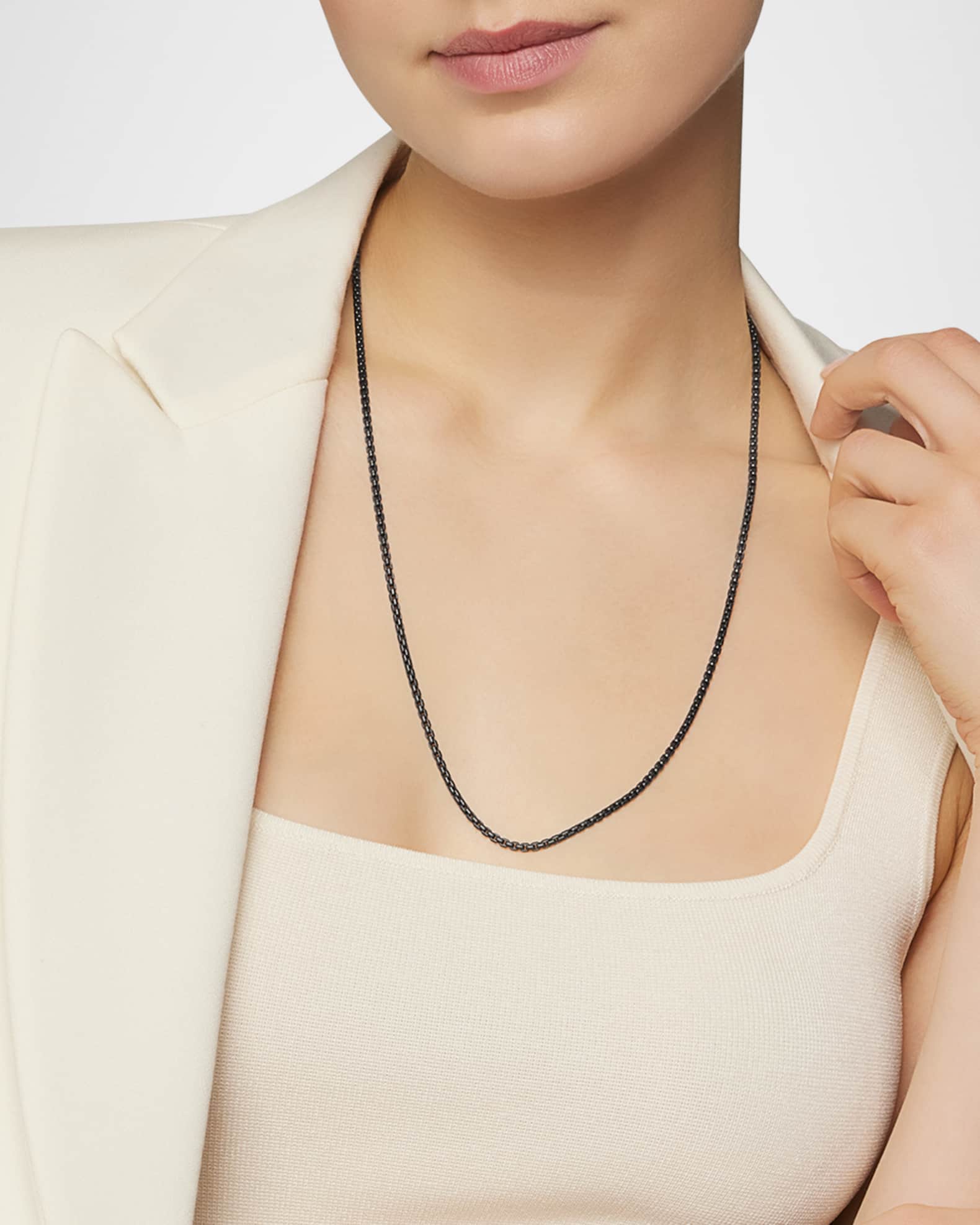Small Black Box Chain Necklace, 24" 1