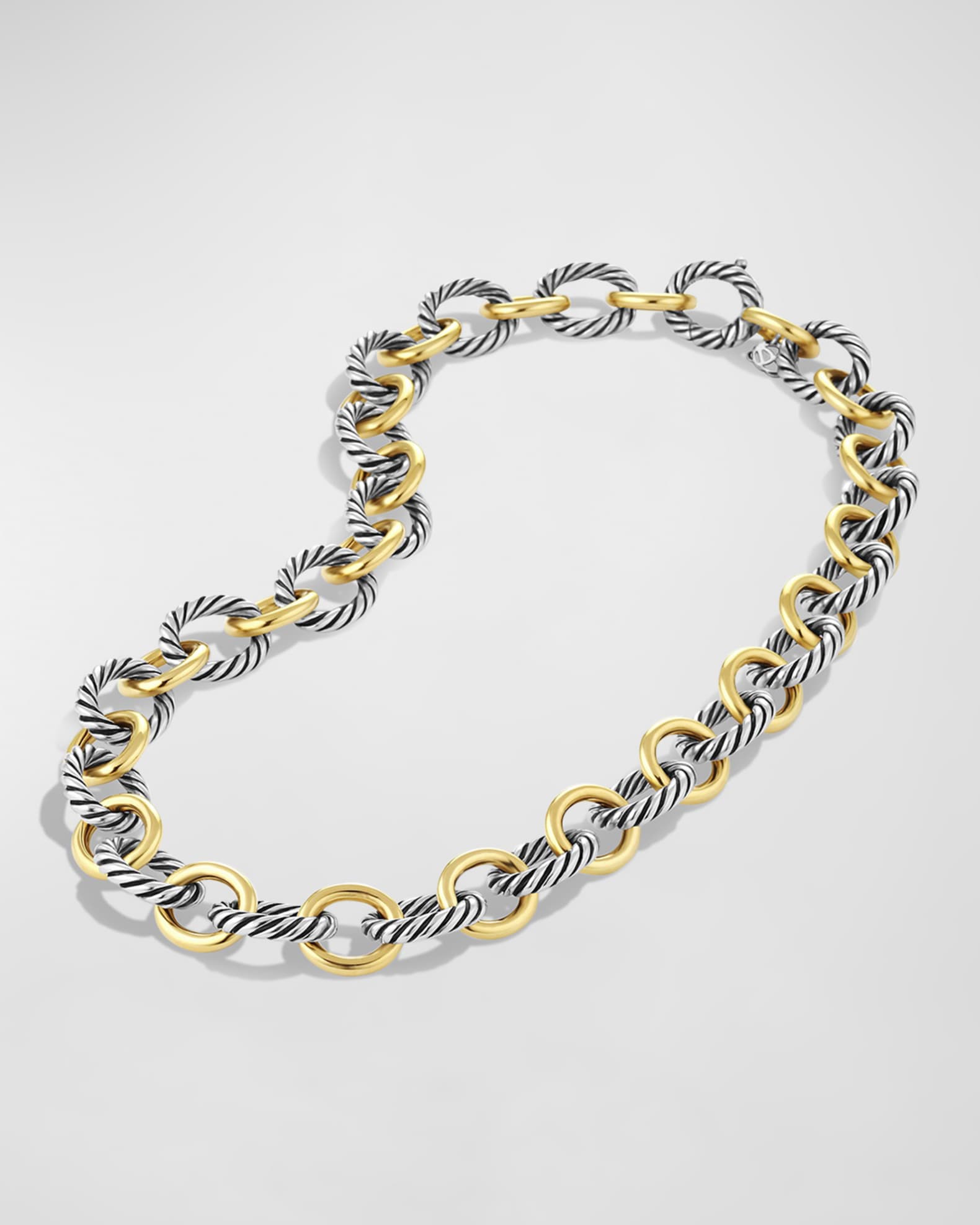 Large Sterling Silver & 18K Gold Oval Link Necklace, 18.25"L 1