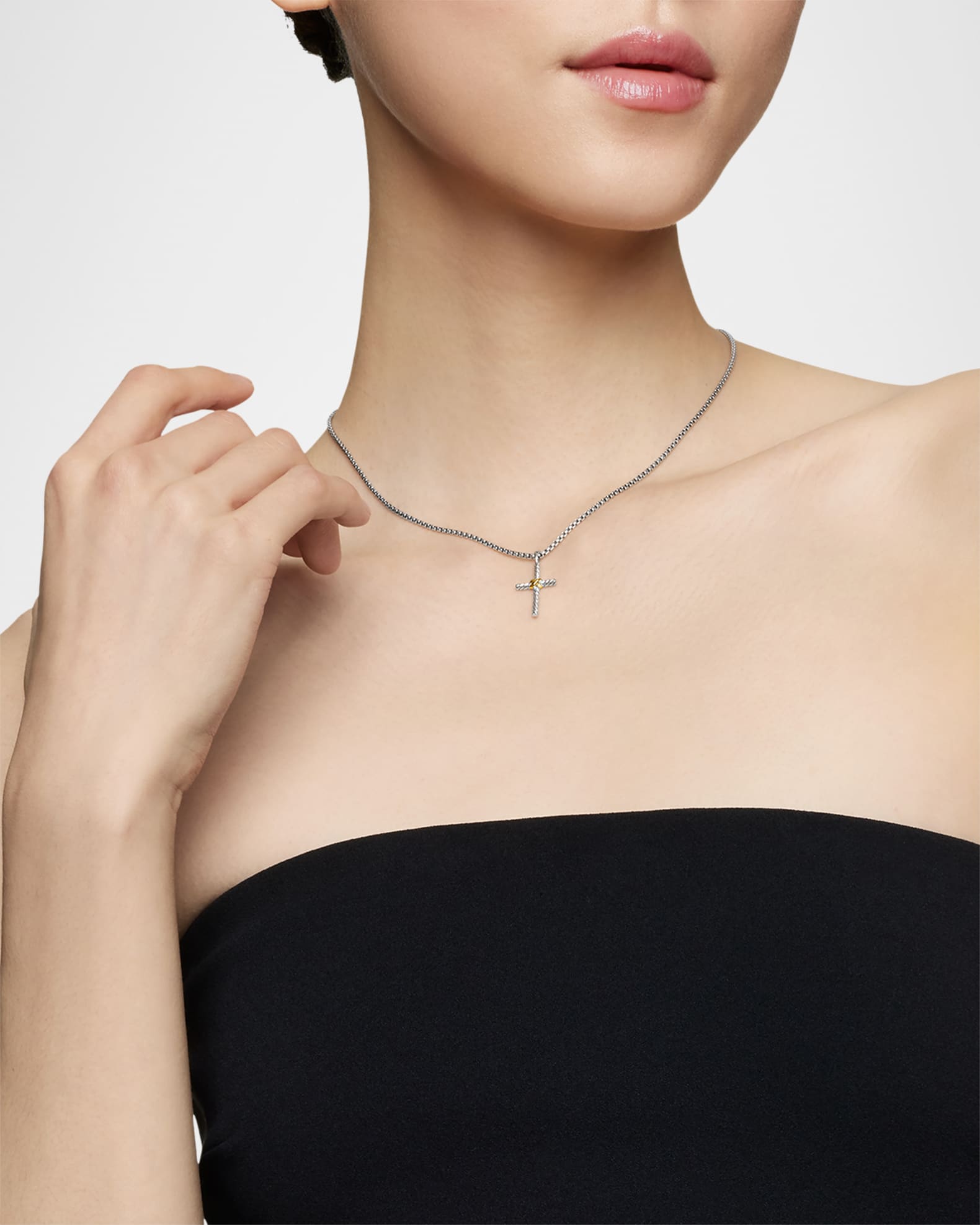 Petite X Cross with Gold on Chain 1