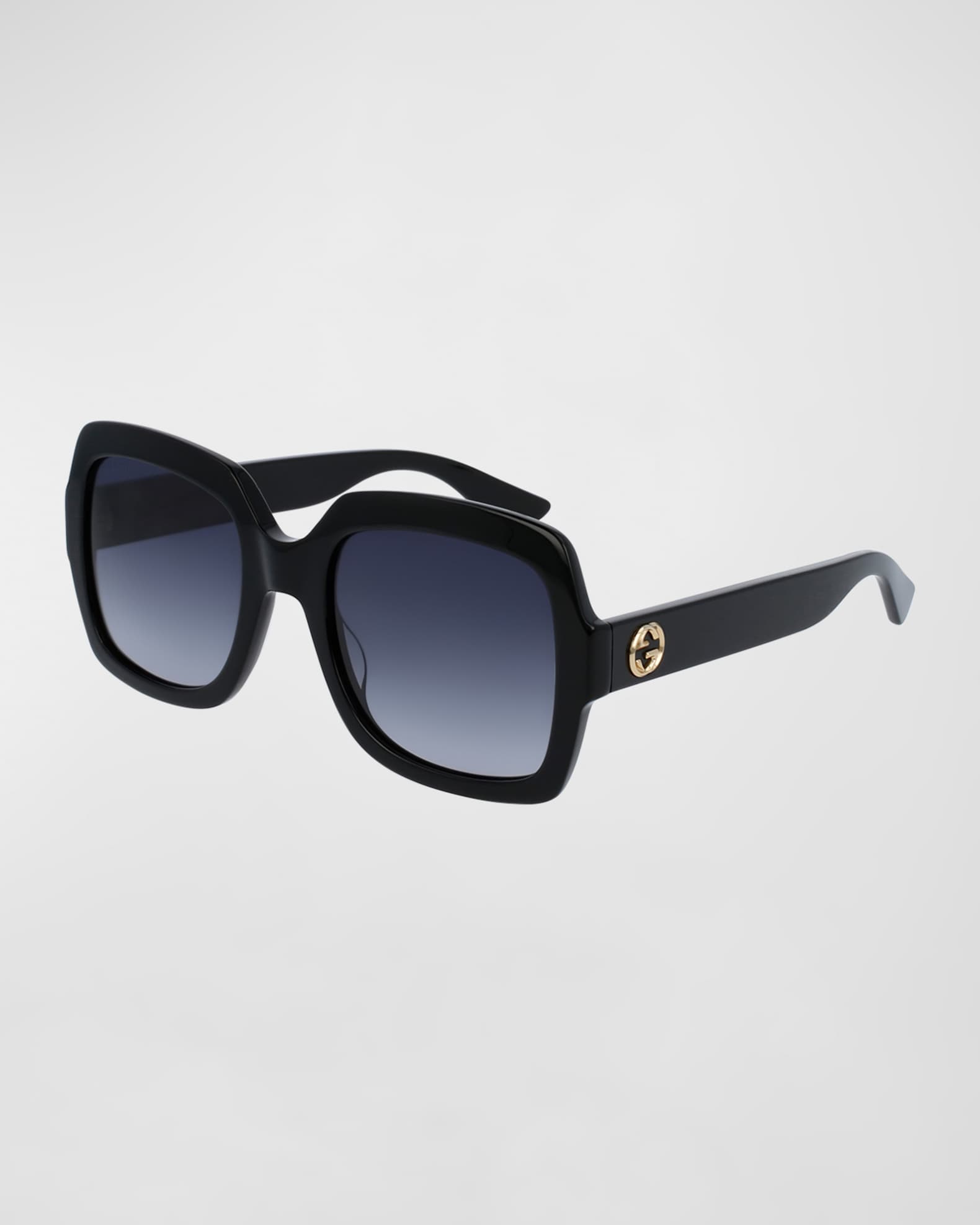 Gucci Classic Oversized Rectangular Sunglasses, Black | Neiman Marcus