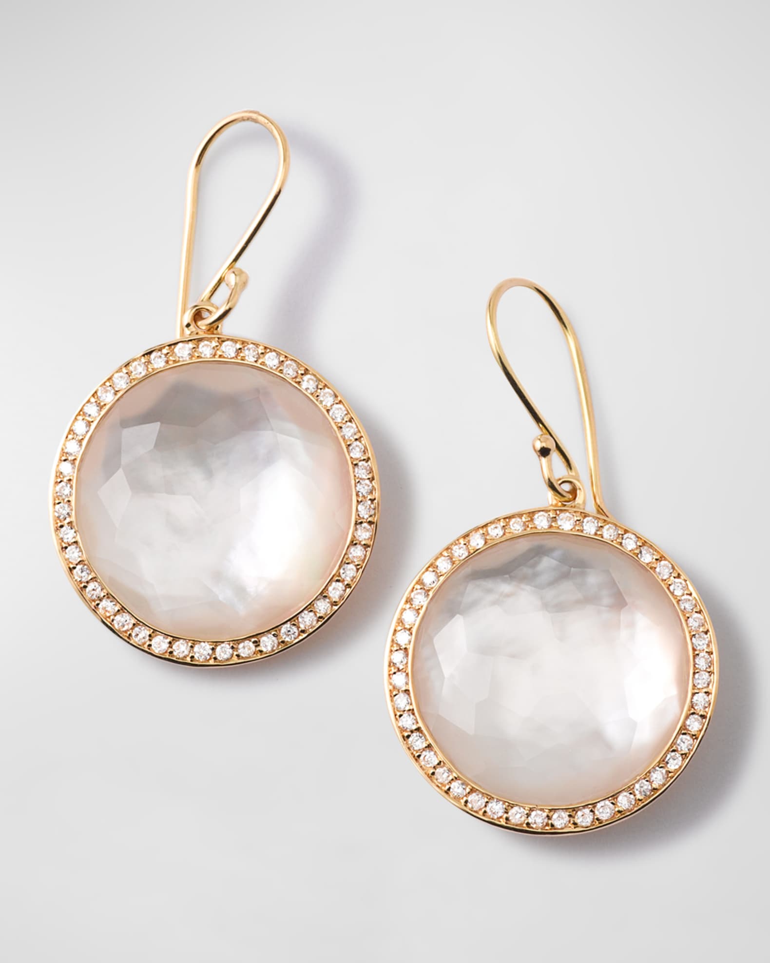 Round Drop Earrings in 18K Gold with Diamonds 0