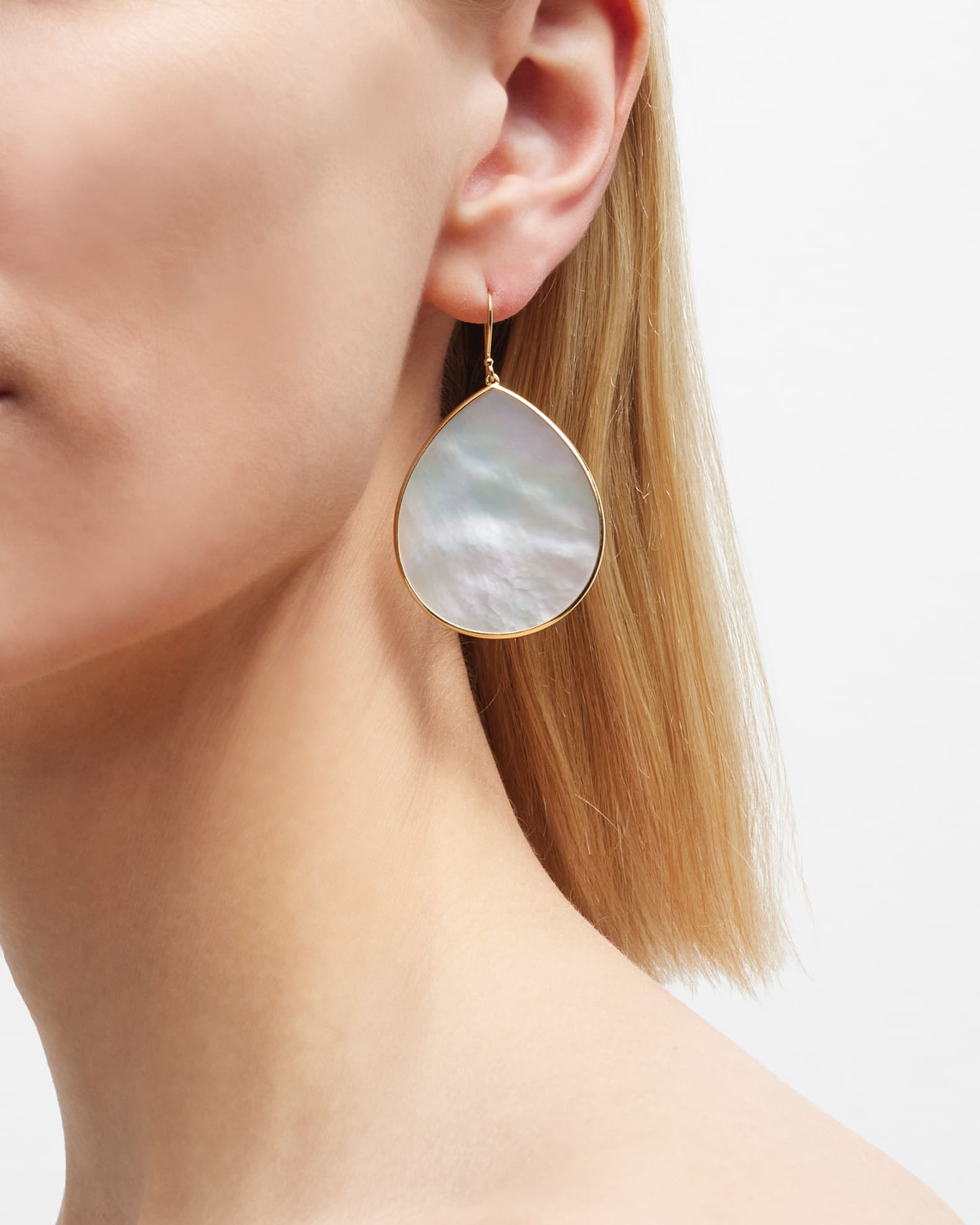 Jumbo Stone Teardrop Earrings in 18K Gold 1