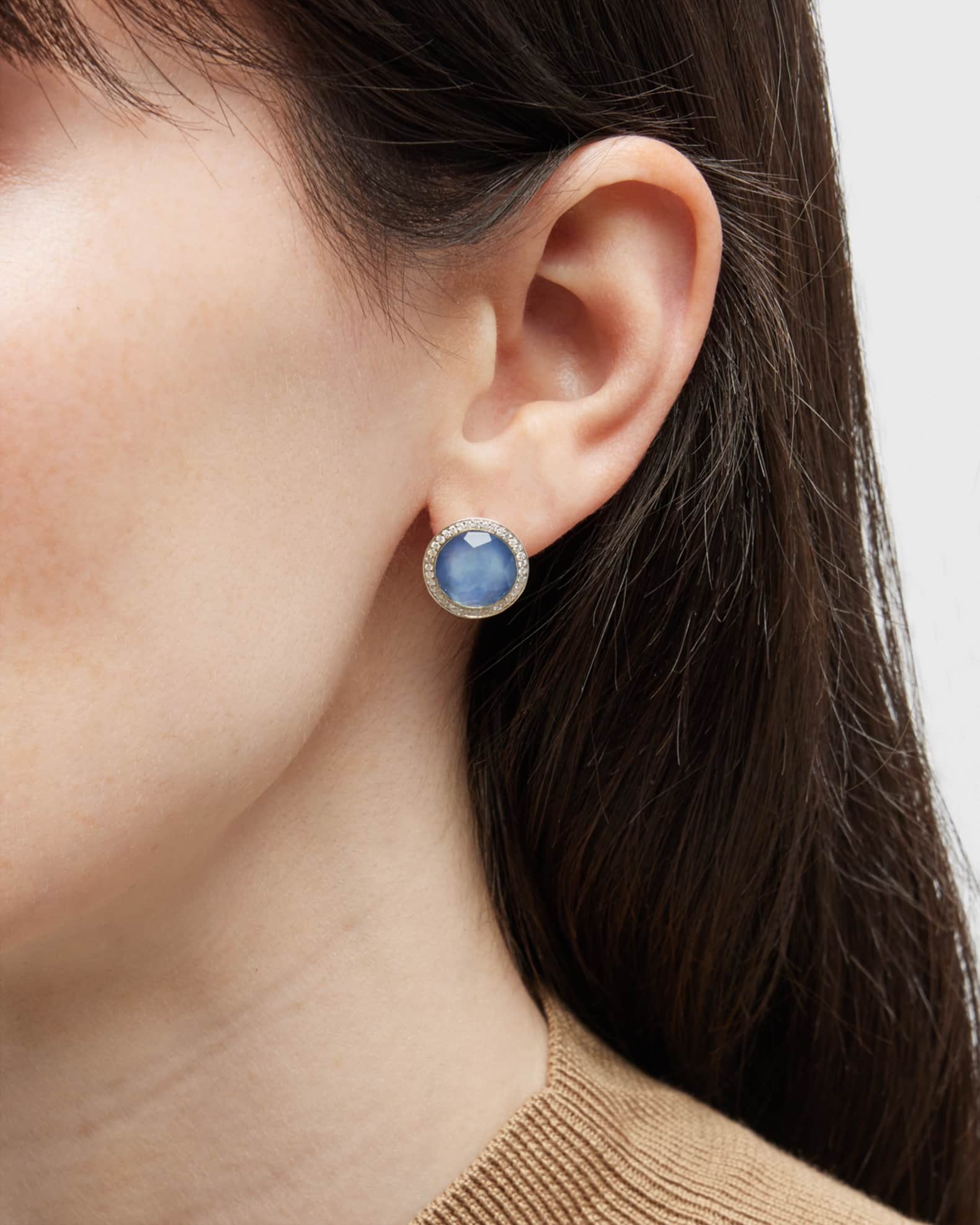 Ippolita Small Stud Earrings in Sterling Silver with Diamonds Neiman Marcus