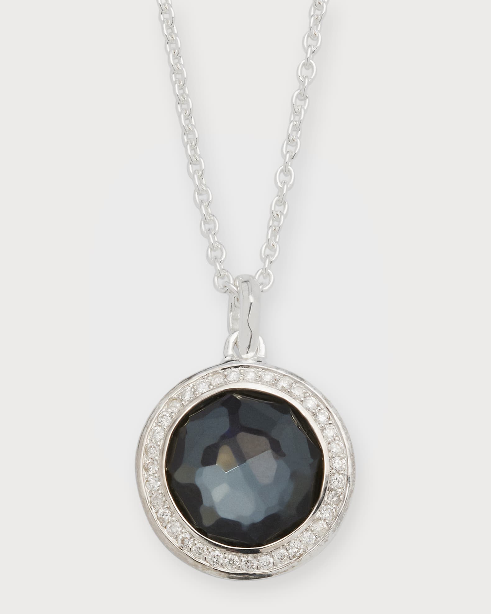 Mini Pendant Necklace in Sterling Silver with Diamonds 0