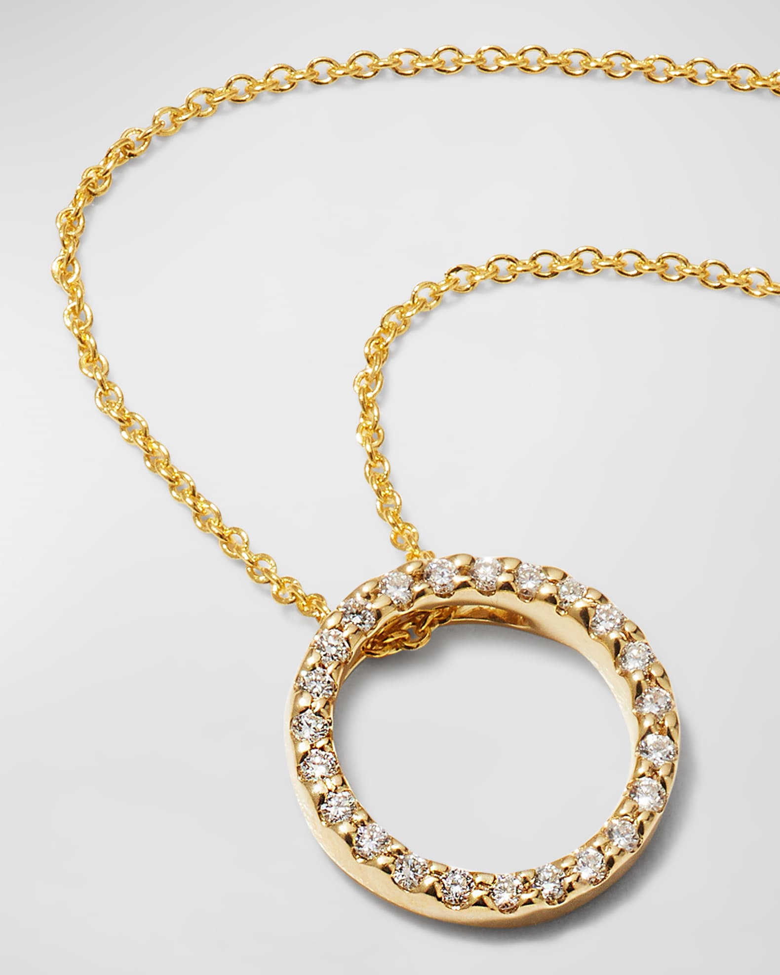 Roberto Coin Necklace Gold Circle Pendant With Diamonds Roberto