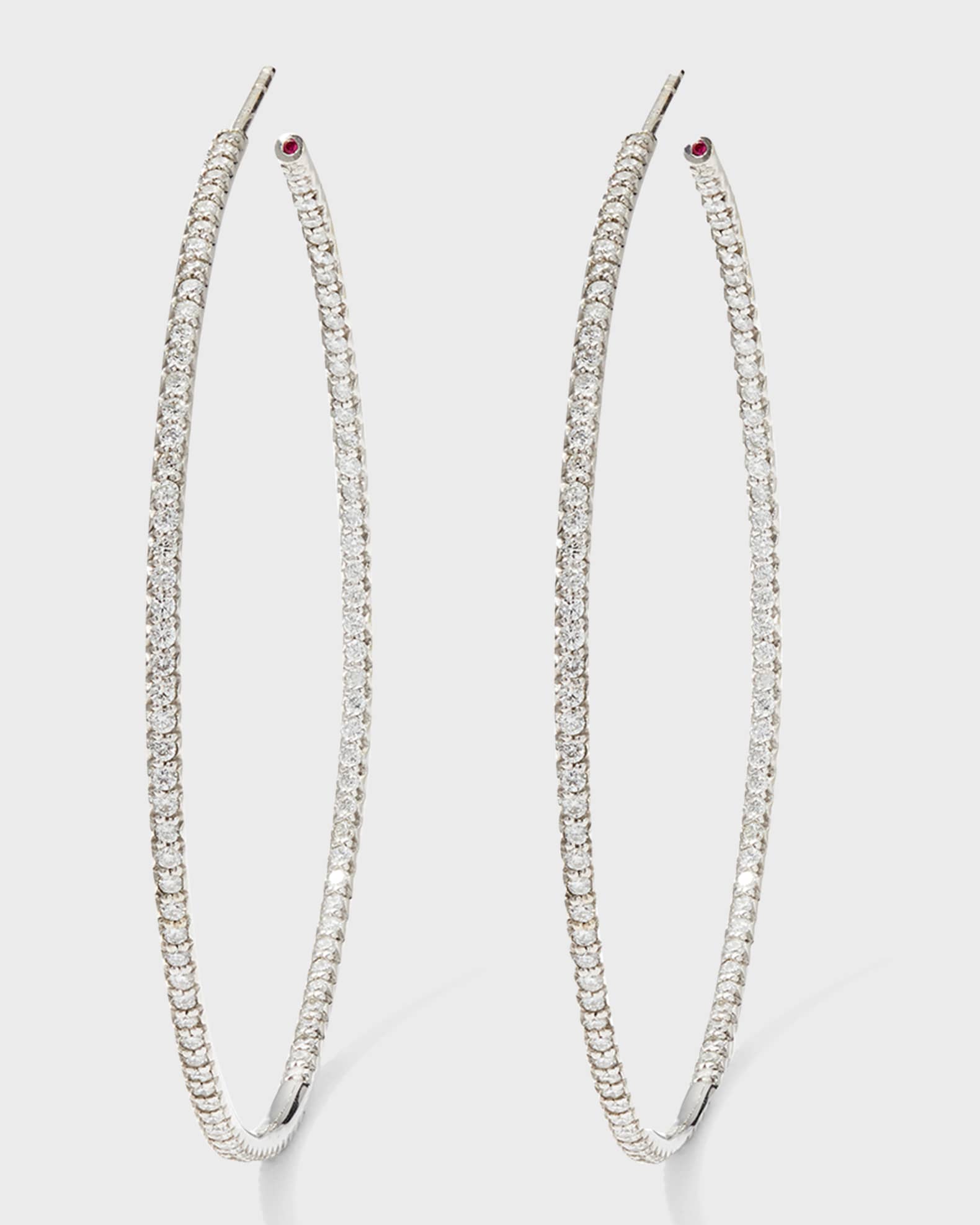 Roberto Coin 55mm Micro Diamond Hoop Earrings, 2ct