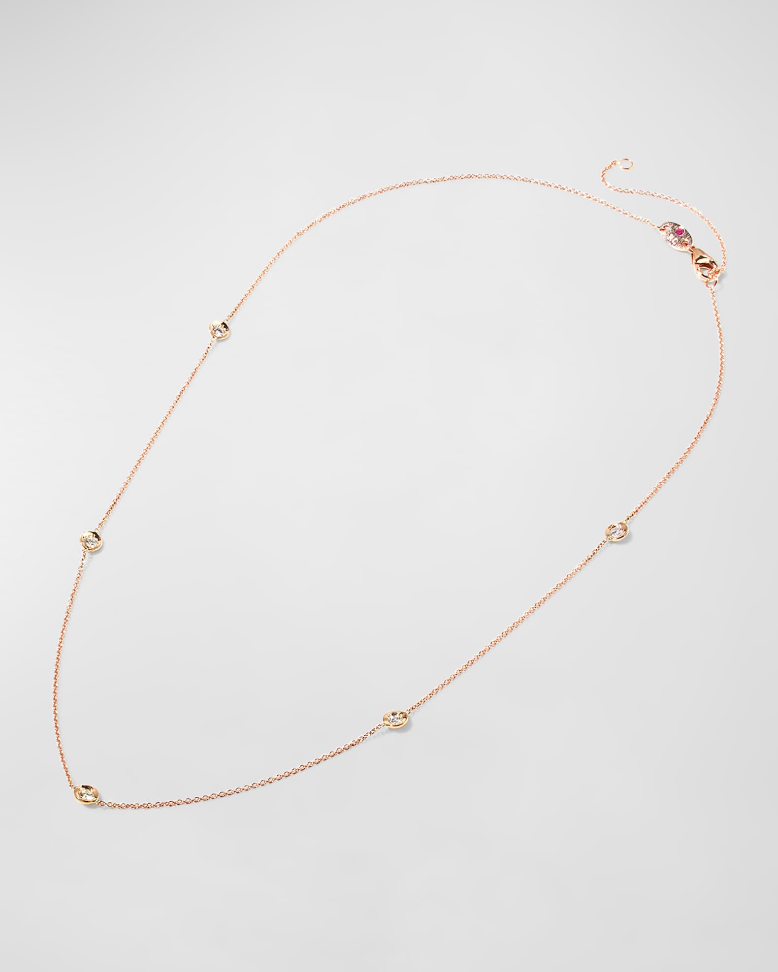 ROBERTO COIN 18KT GOLD LONG NECKLACE WITH ALTERNATING DIAMOND
