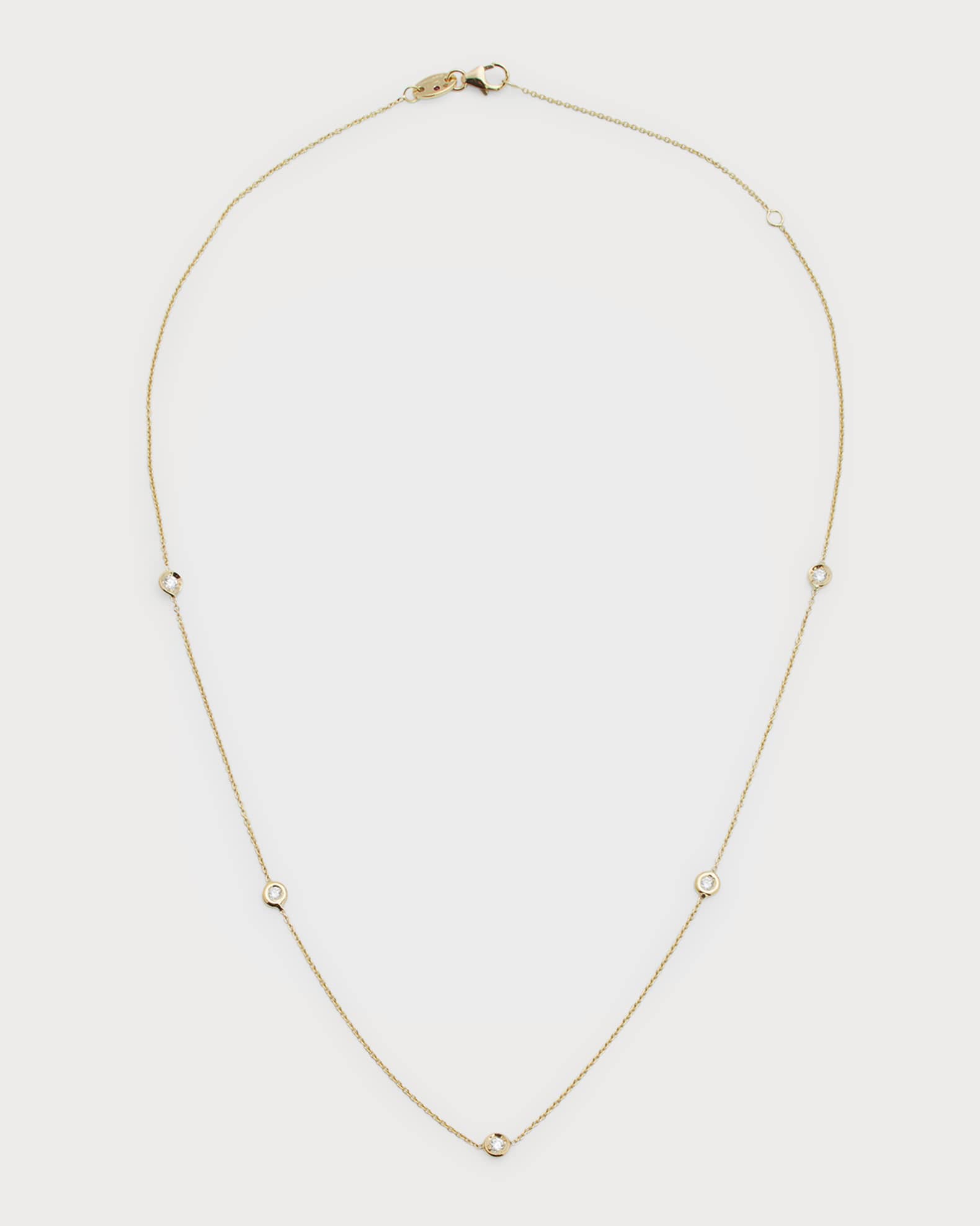 18k Gold Diamond Station Necklace 0