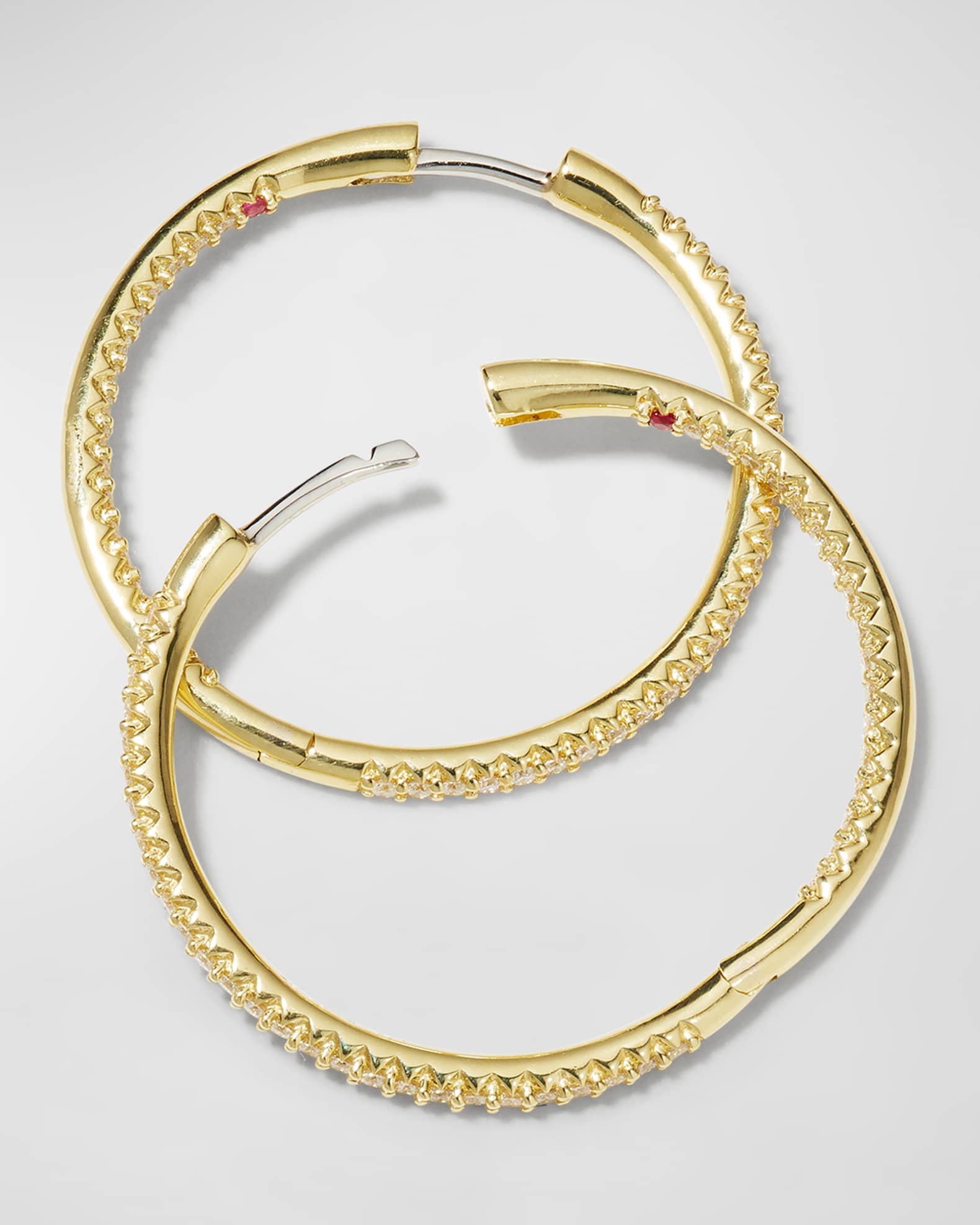 Roberto Coin 30mm Micro Pave Diamond Hoop Earrings in 18K Yellow Gold