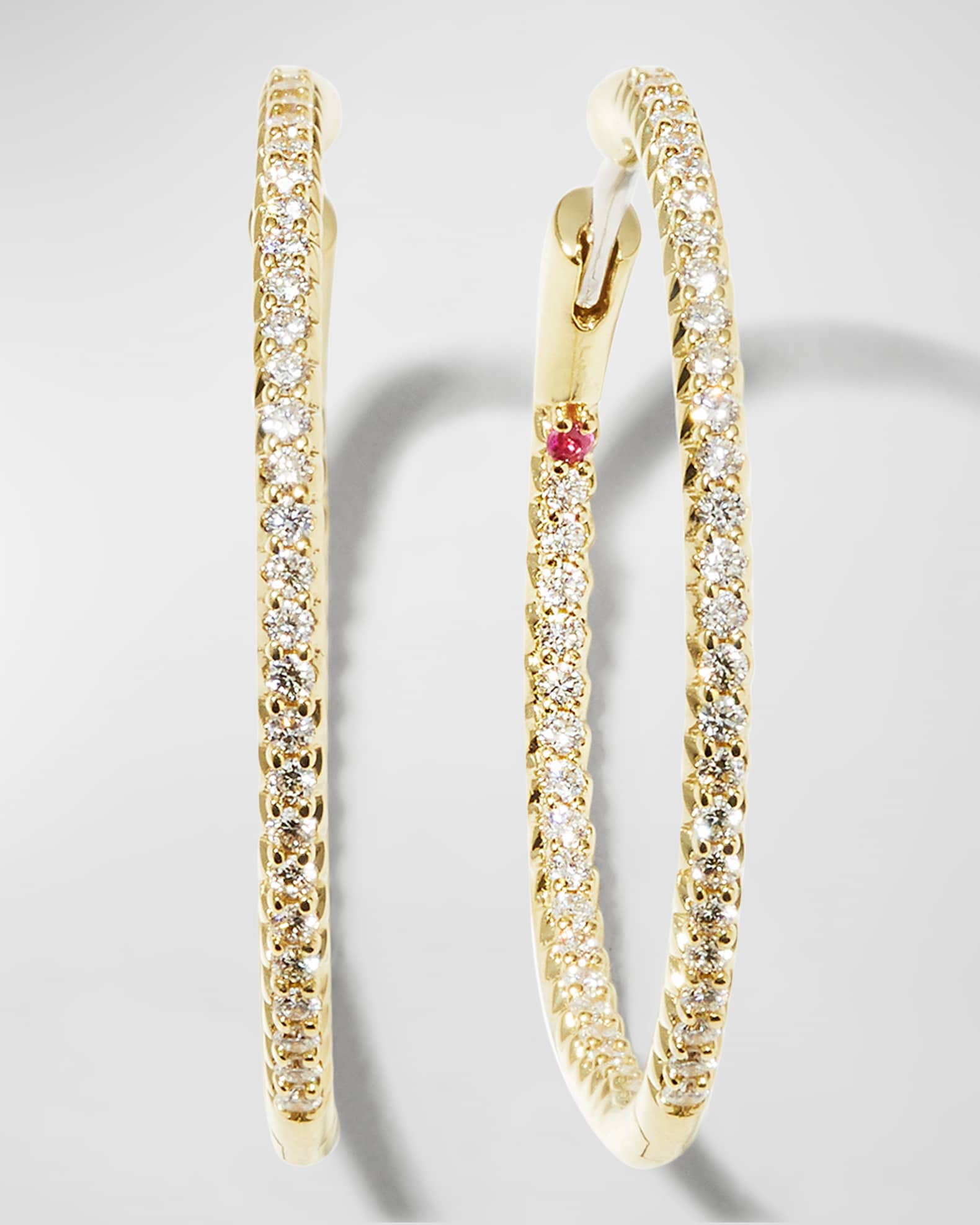 Roberto Coin 30mm Micro Pave Diamond Hoop Earrings in 18K Yellow Gold ...