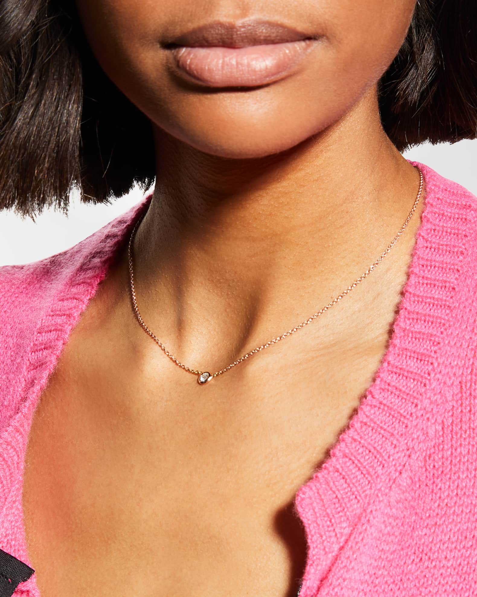 18k Gold Single Diamond Necklace 1